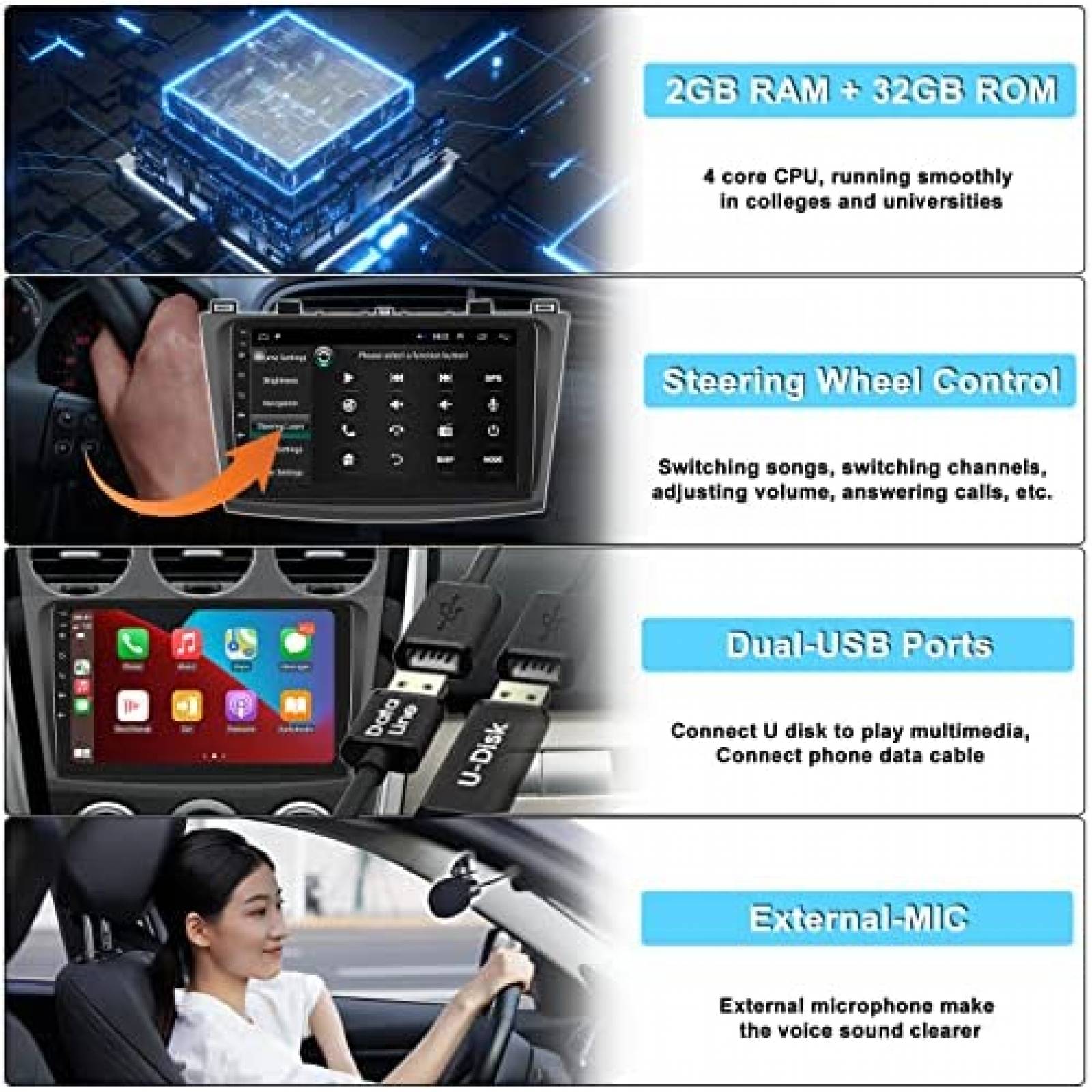 Estereo tactil para Auto CAMECHO 9'' Gps Mazda 6 2007-2012