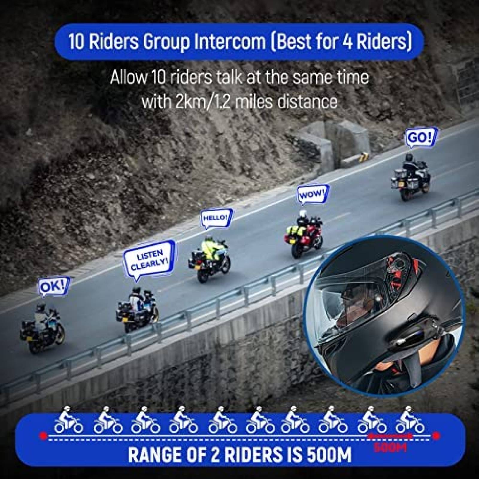 Intercomunicador De Casco LEXIN LXGTX Resistente al Agua 2pz