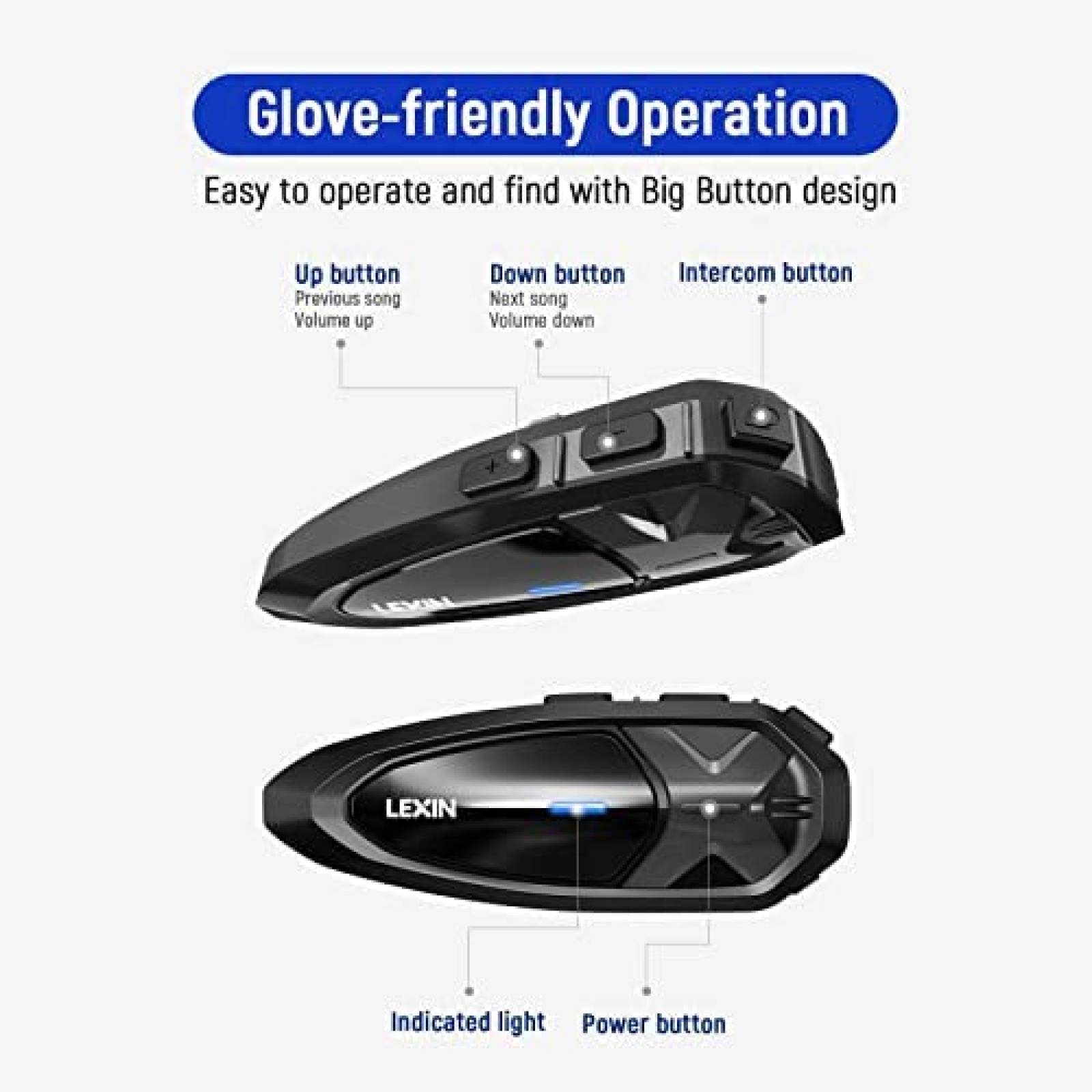 Intercomunicador De Casco LEXIN LXGTX Resistente al Agua 2pz