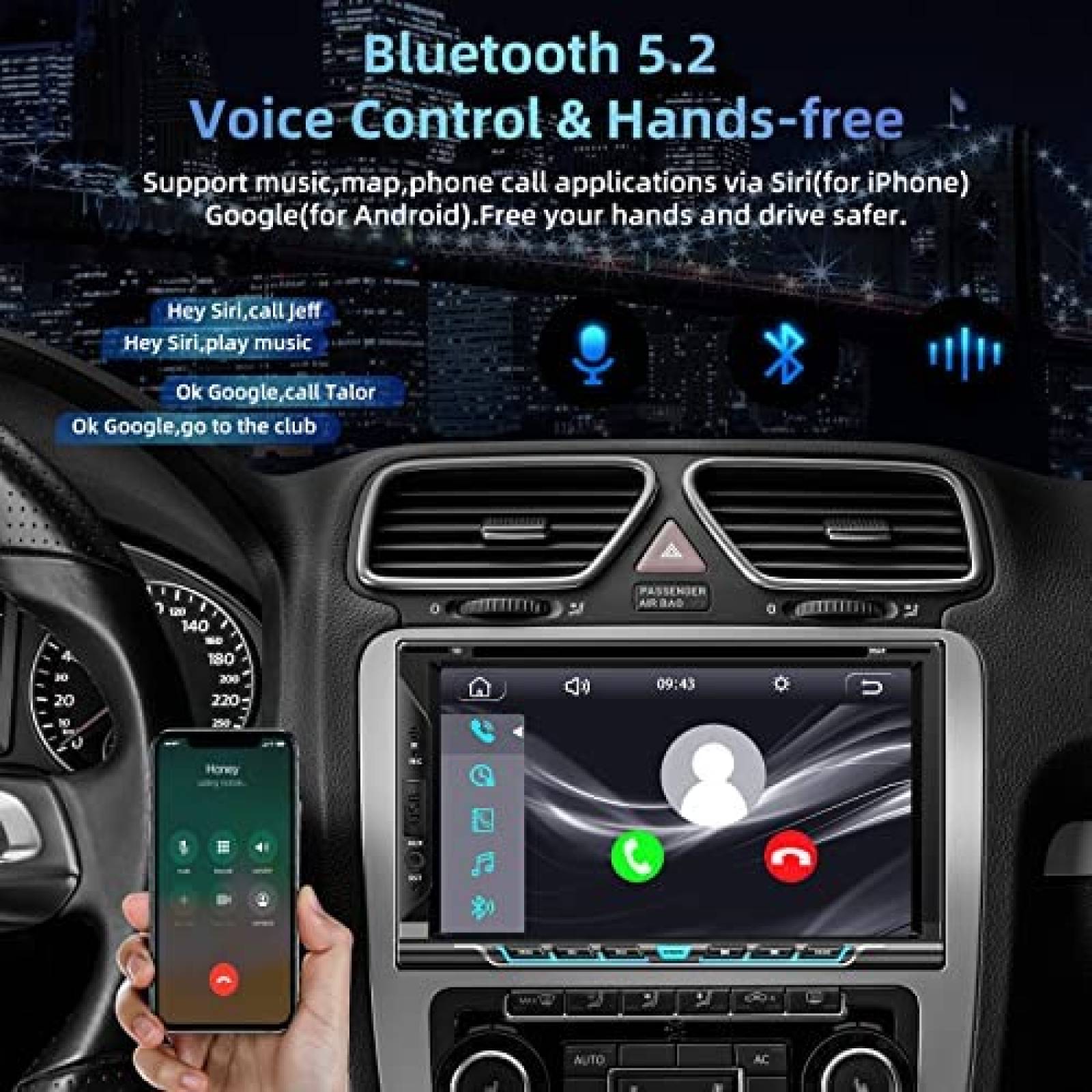 Estereo De Coche Adapter-Universe Doble Din Bluetooth 7''