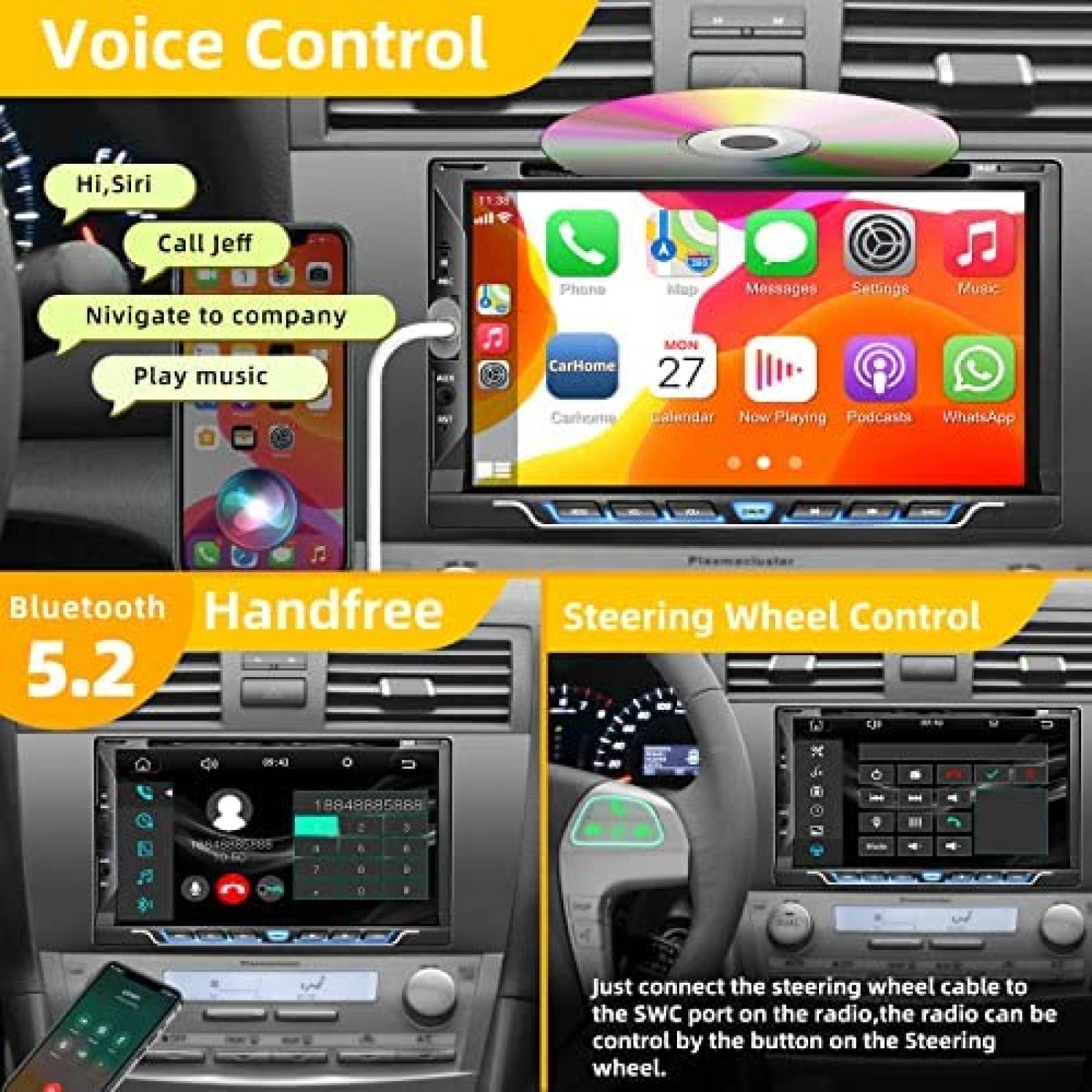 Estereo De Coche Inexaccessories Doble Din Bluetooth 7''