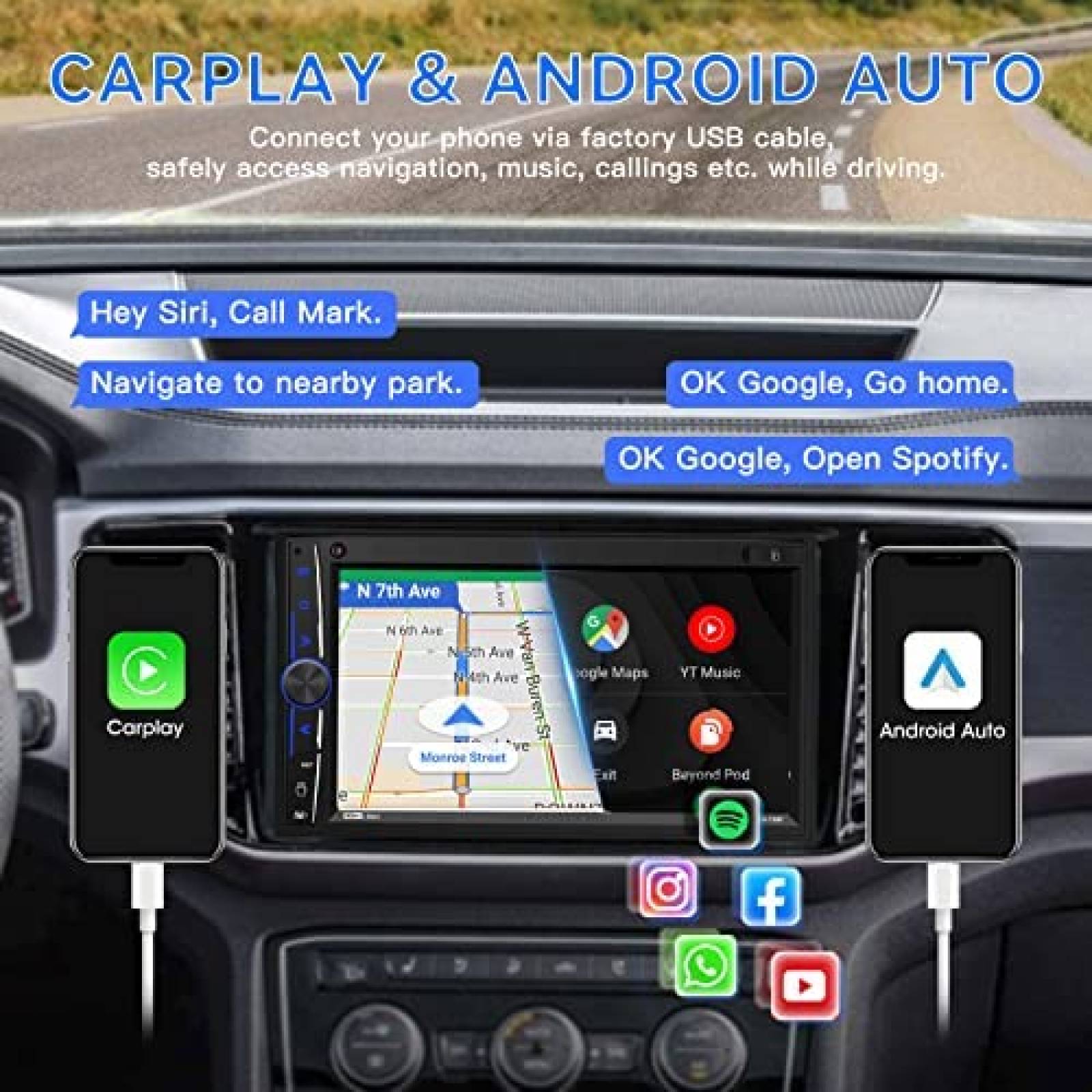 Estereo De Coche Stiflix Doble Din Bluetooth 7 Pulgadas