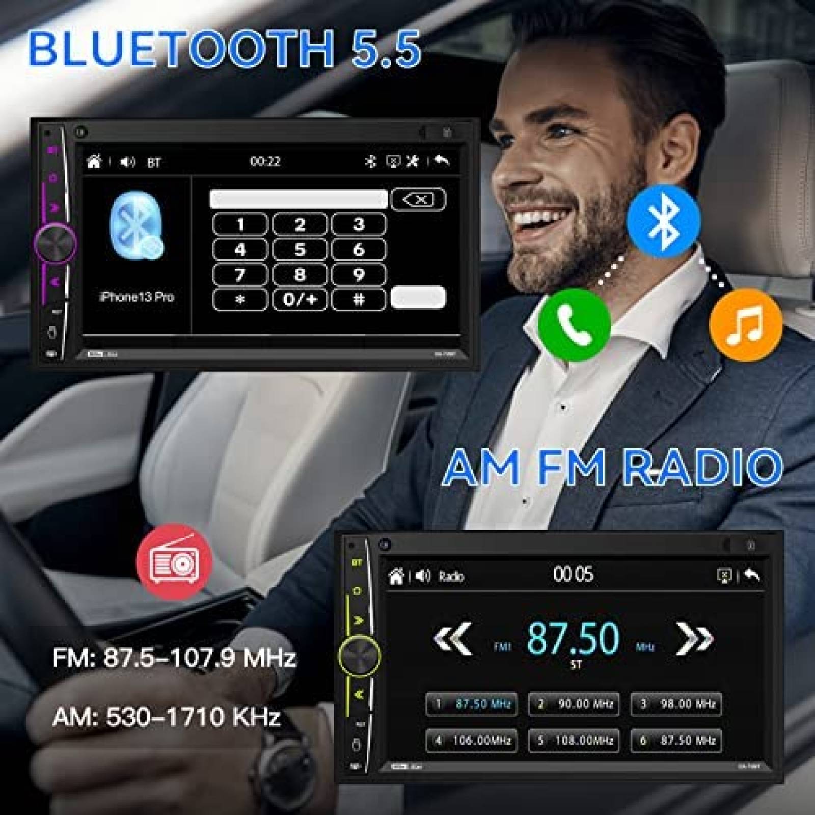 Estereo De Coche Stiflix Doble Din Bluetooth 7 Pulgadas