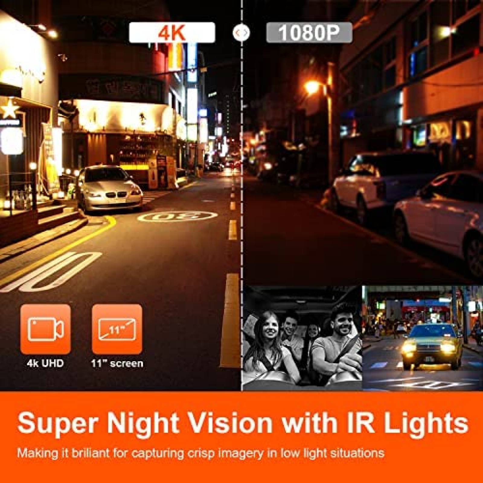 Retrovisor 3 Cams VVCAR VC40 11'' Touch GPS Carga C -Negro