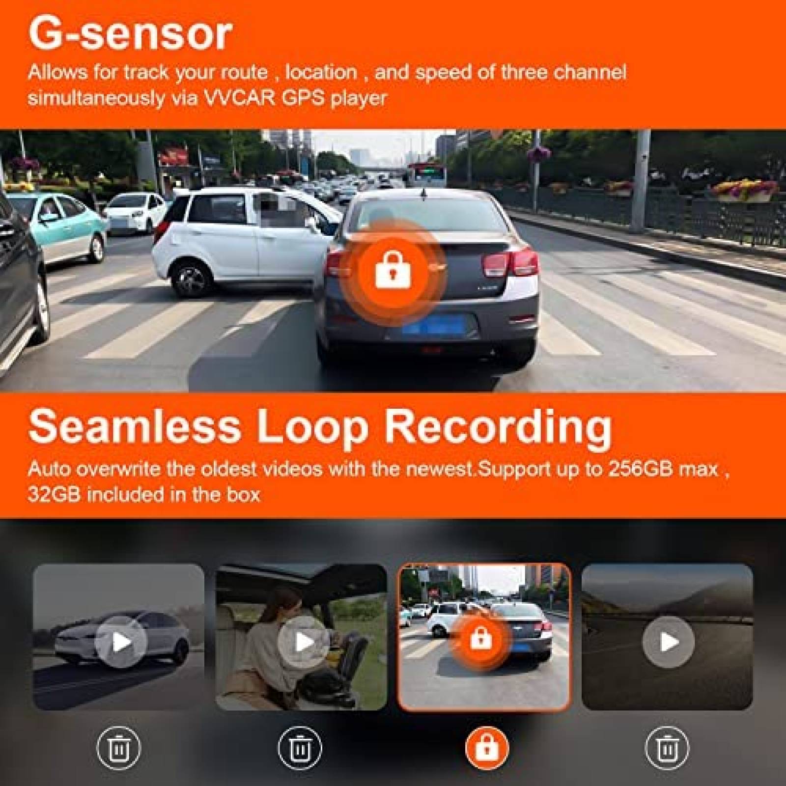 Retrovisor 3 Cams VVCAR VC40 11'' Touch GPS Carga C -Negro