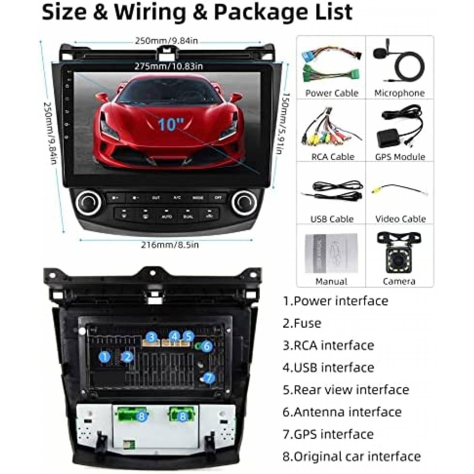 Estereo Auto Podofo SB-A2969A3MI2 10.1" Honda Accord 03-07