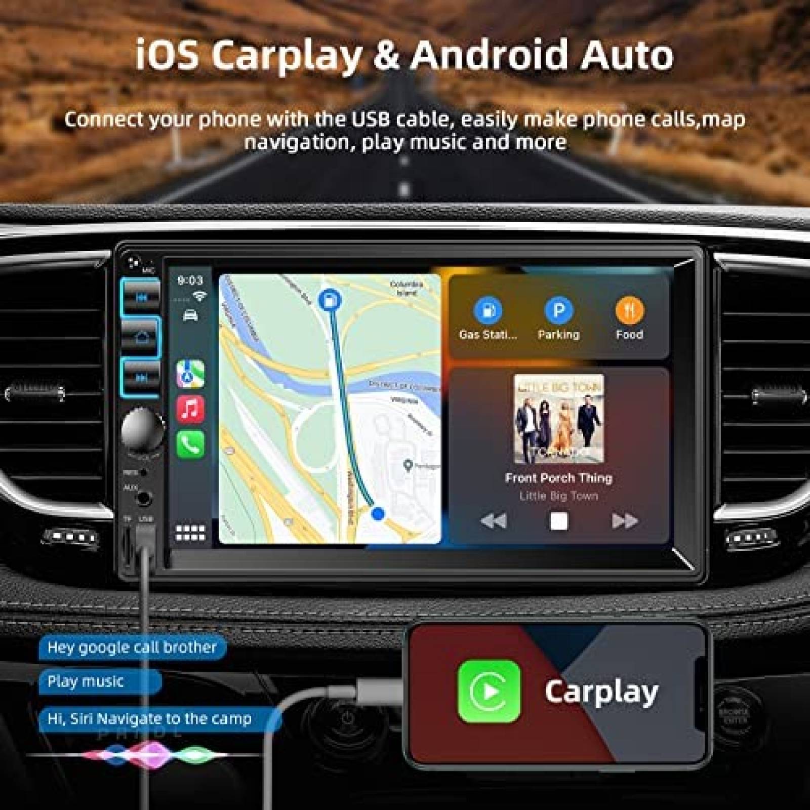 Estereo De Coche Inexaccessories Doble Din Bluetooth 7''