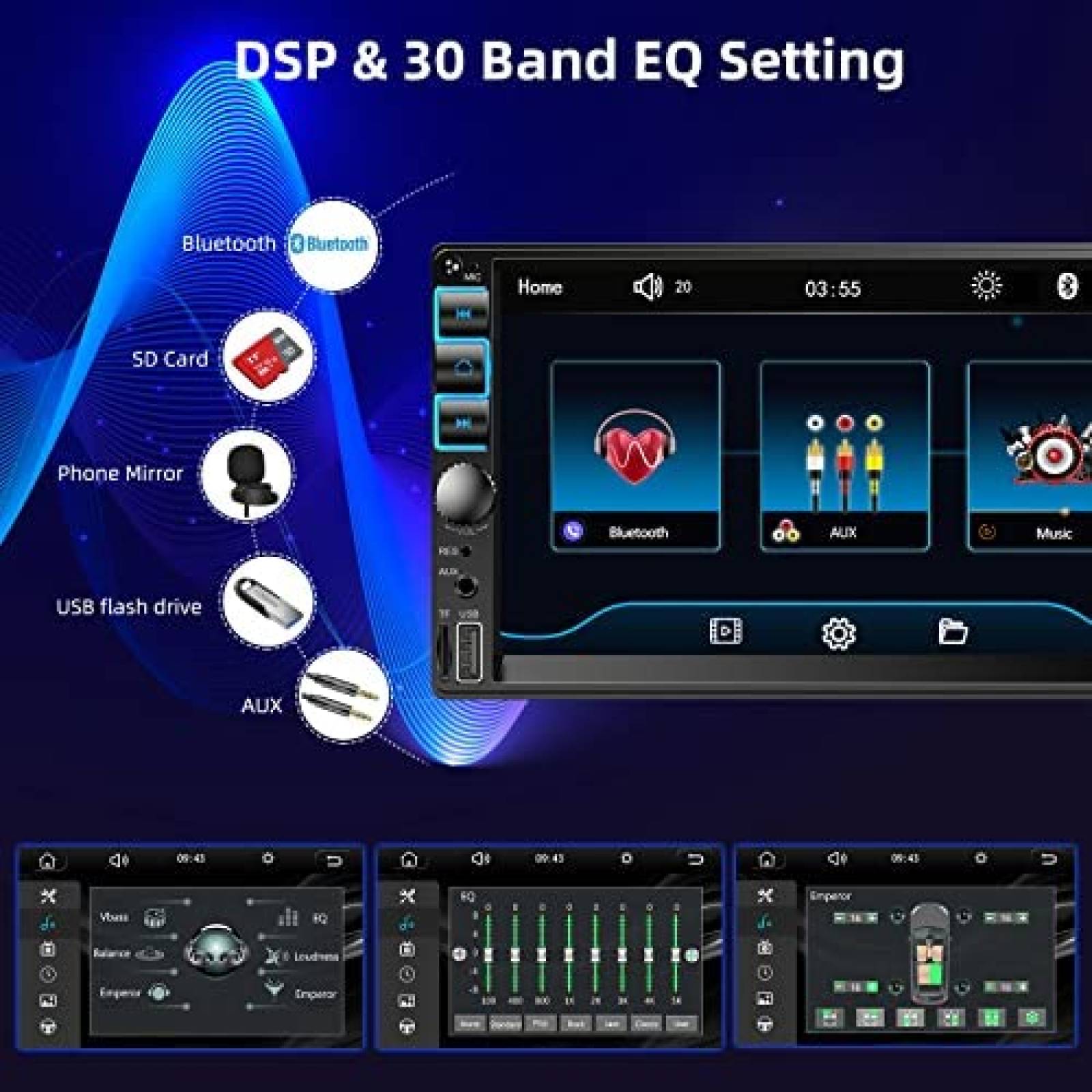 Estereo De Coche Inexaccessories Doble Din Bluetooth 7''