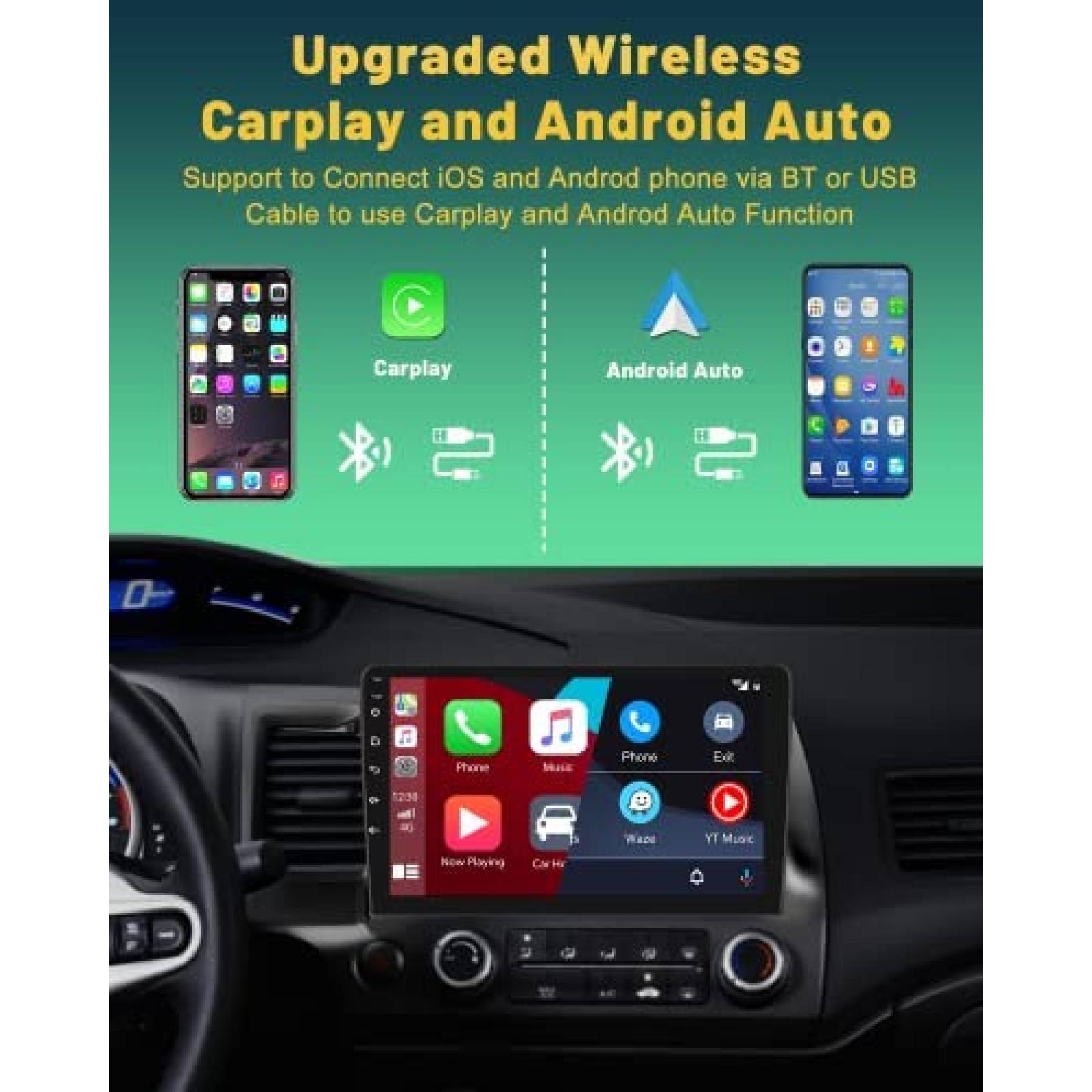Estereo Auto Hikity para Honda Civic 2006-2011 Android Negro