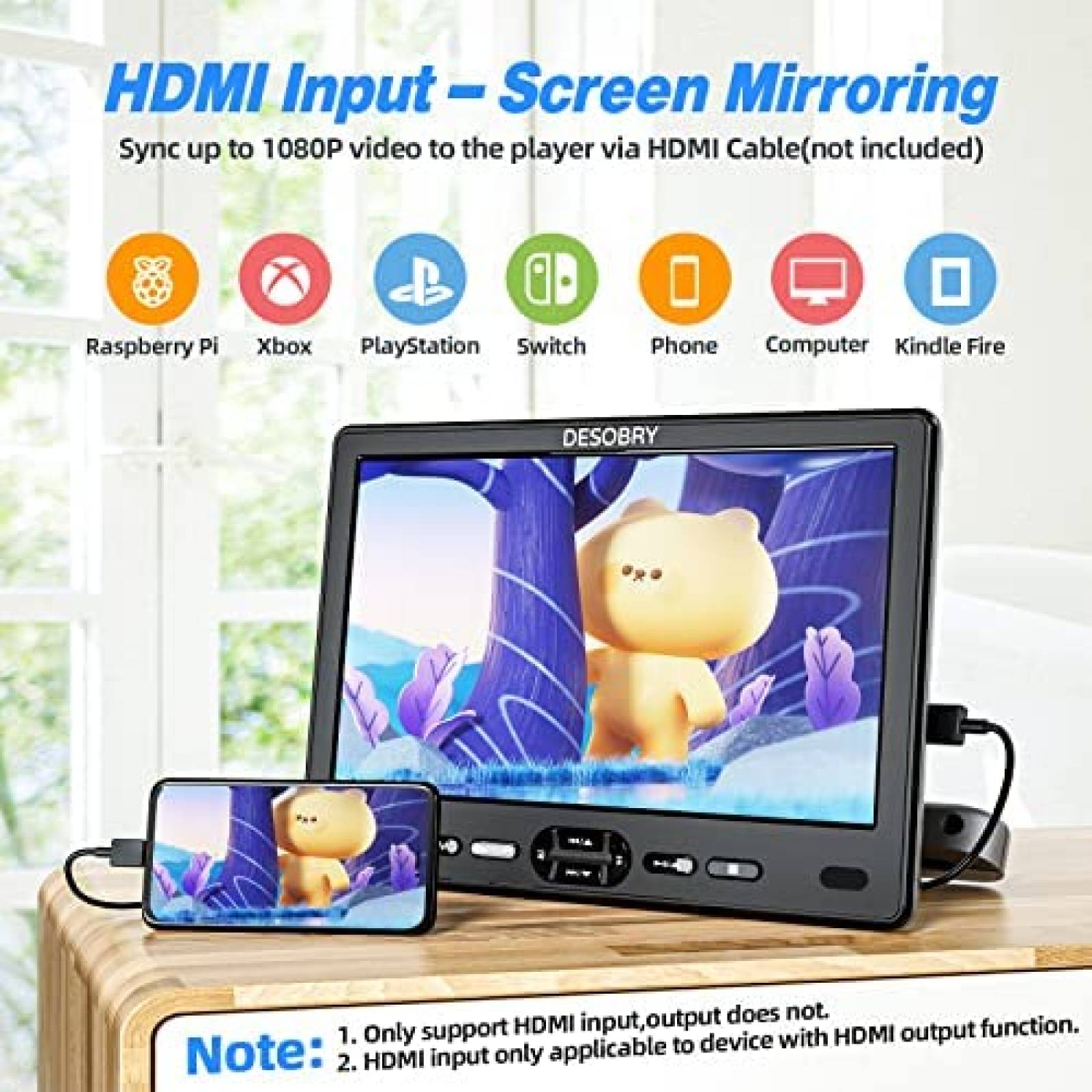 DVD Portatil DESOBRY 2 Pantallas 10.5'' USB SD -Negro