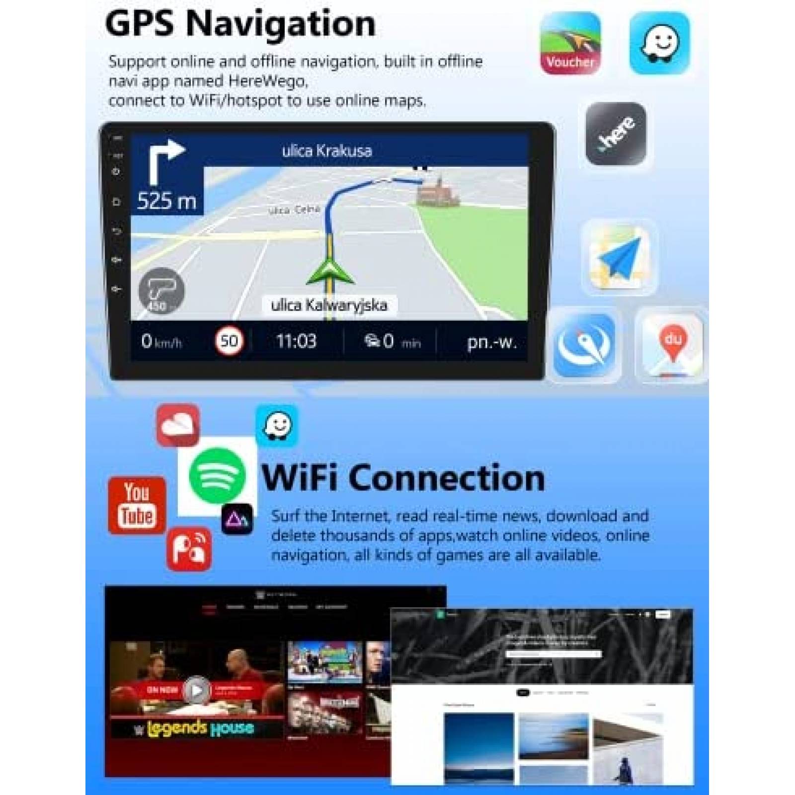 Estereo Auto Meteeser 10 pulgadas Android Din Doble 32G -Neg
