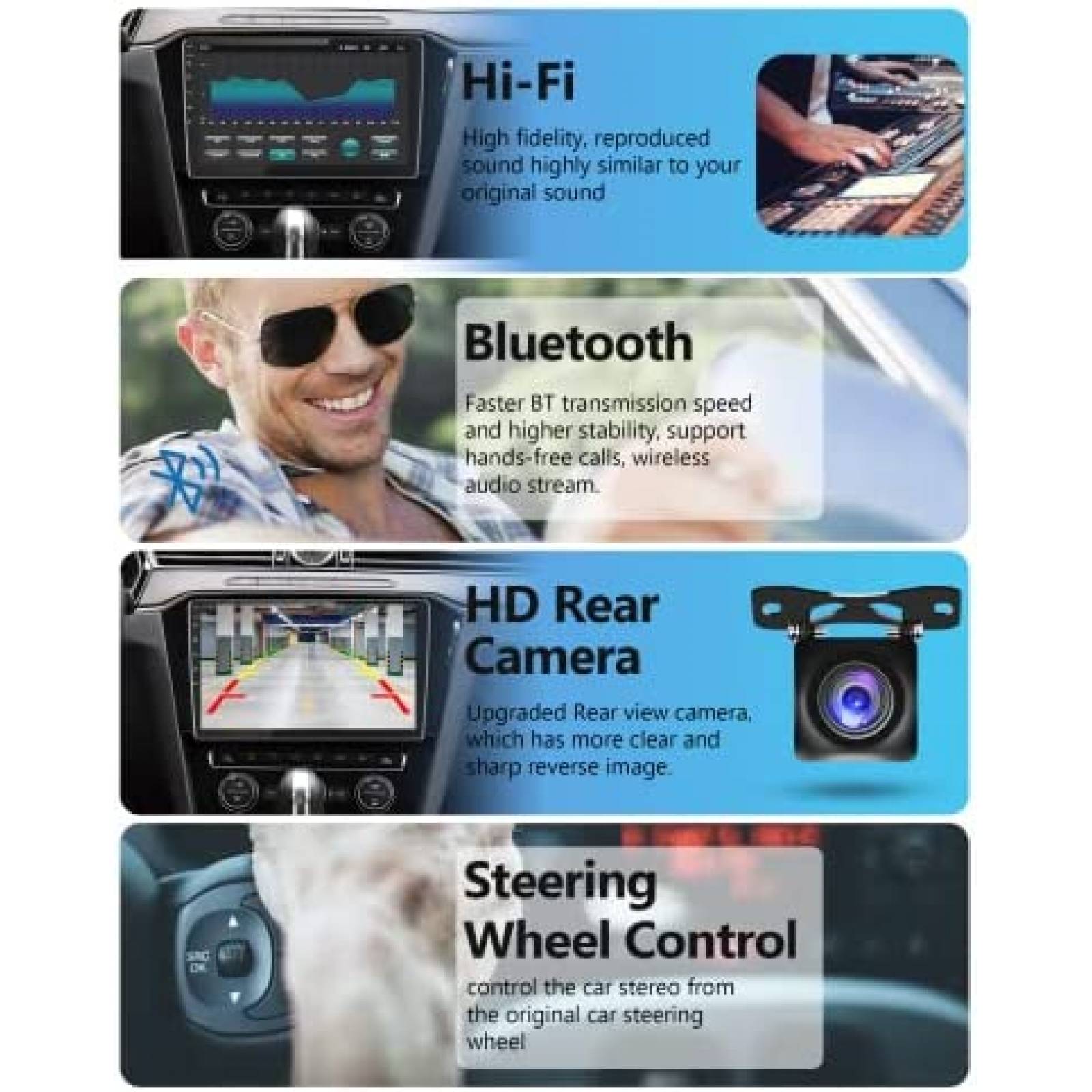 Estereo Auto Meteeser 10 pulgadas Android Din Doble 32G -Neg