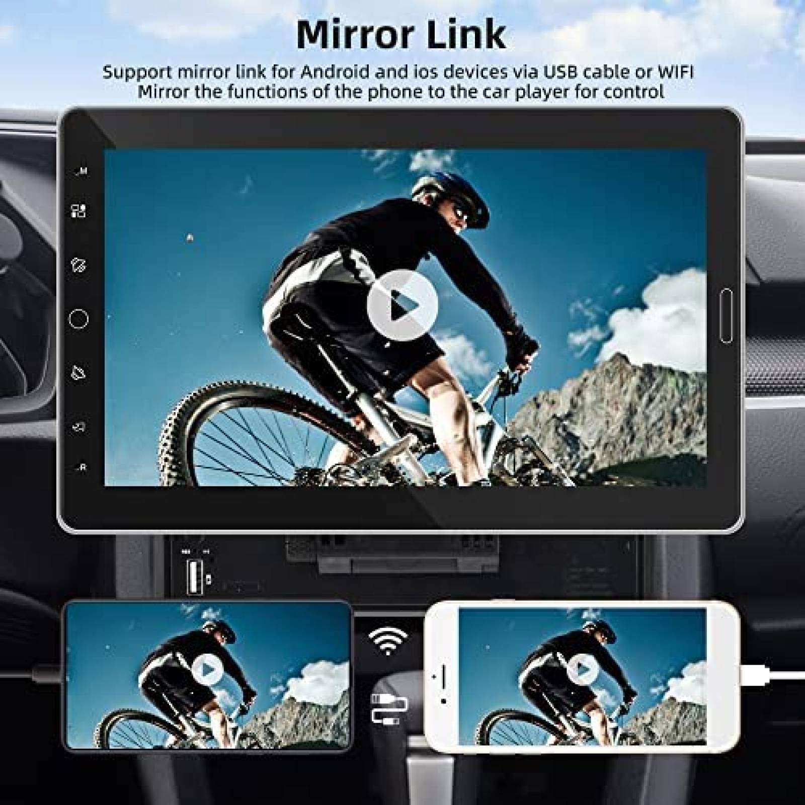 Estereo Auto Rimoody 10.1 pulg 1 Din Touch GPS WiFi -Negro