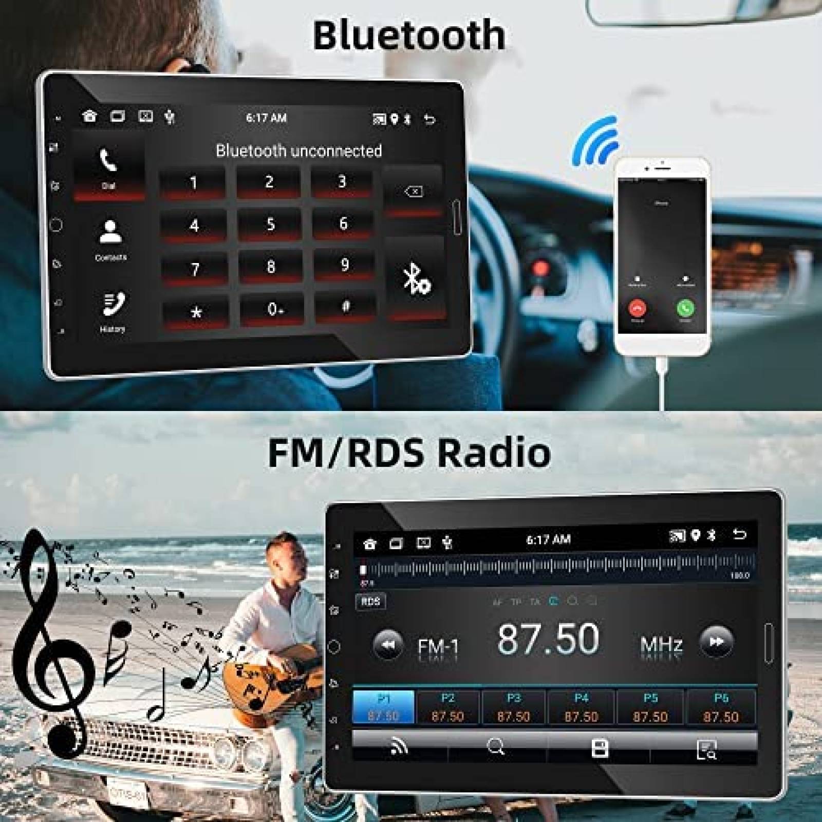 Estereo Auto Rimoody 10.1 pulg 1 Din Touch GPS WiFi -Negro