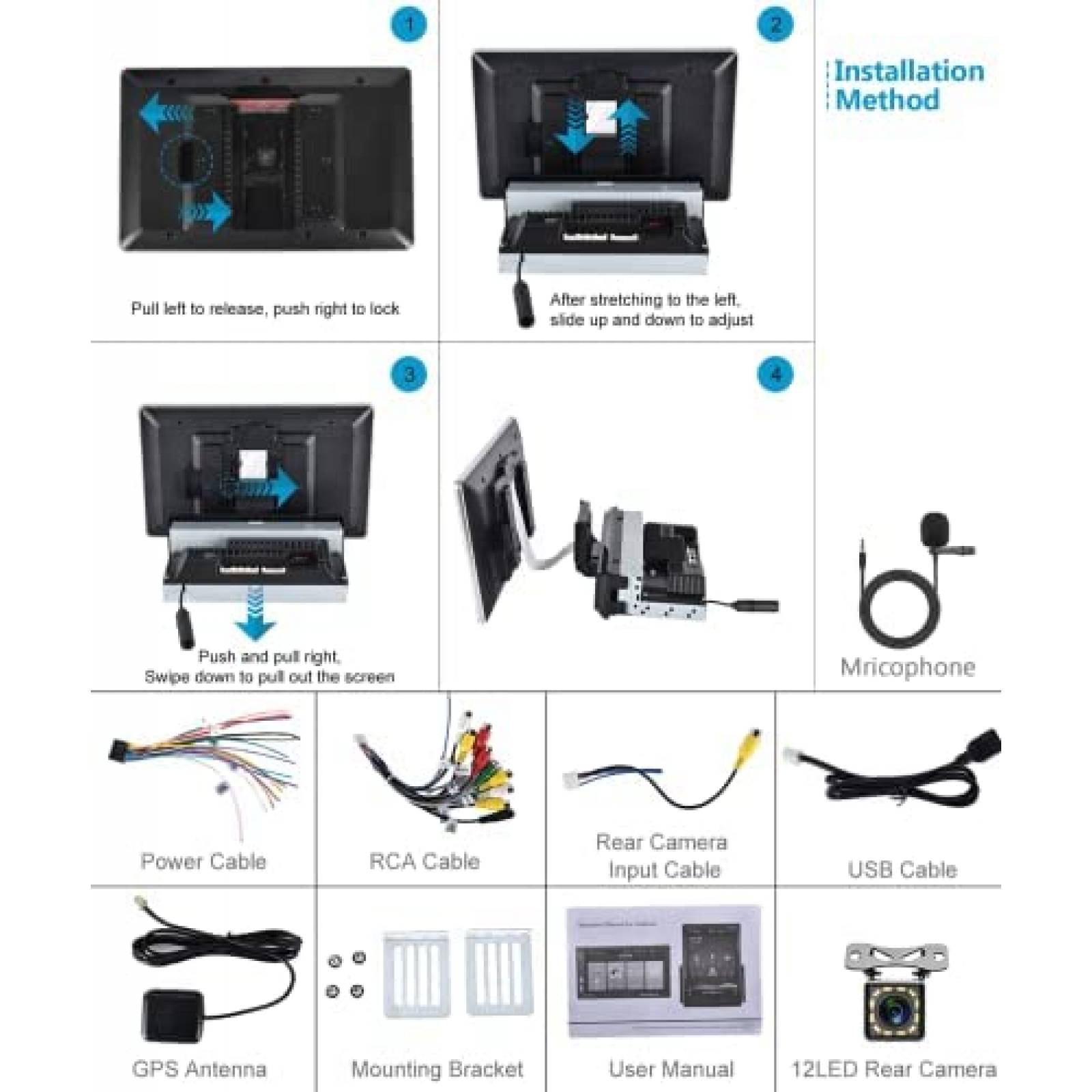 Estereo Auto Rimoody 10.1 pulg 1 Din Touch GPS WiFi -Negro