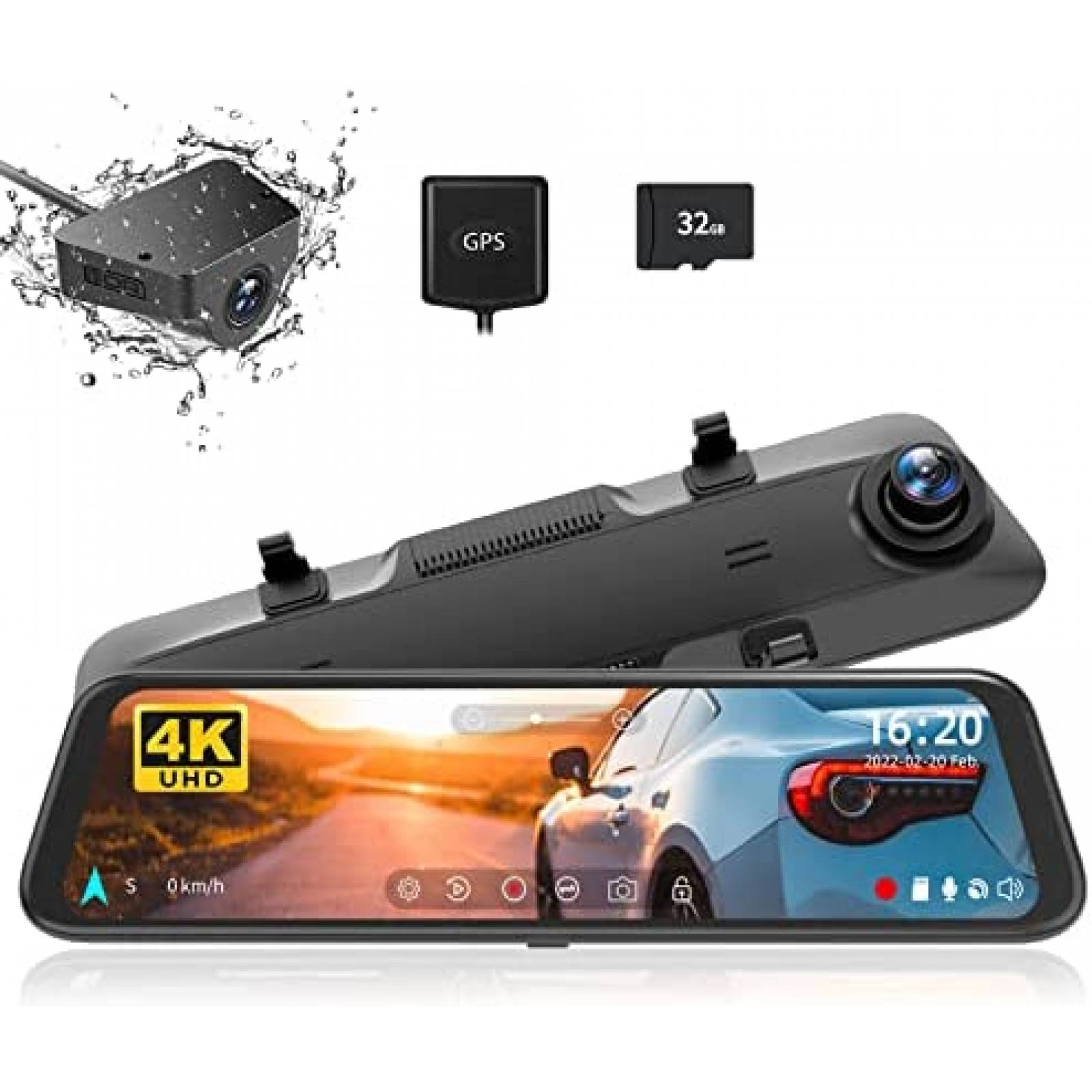 Retrovisor 2 Camaras WOLFBOX G850 12'' Touch GPS + Sensor -N