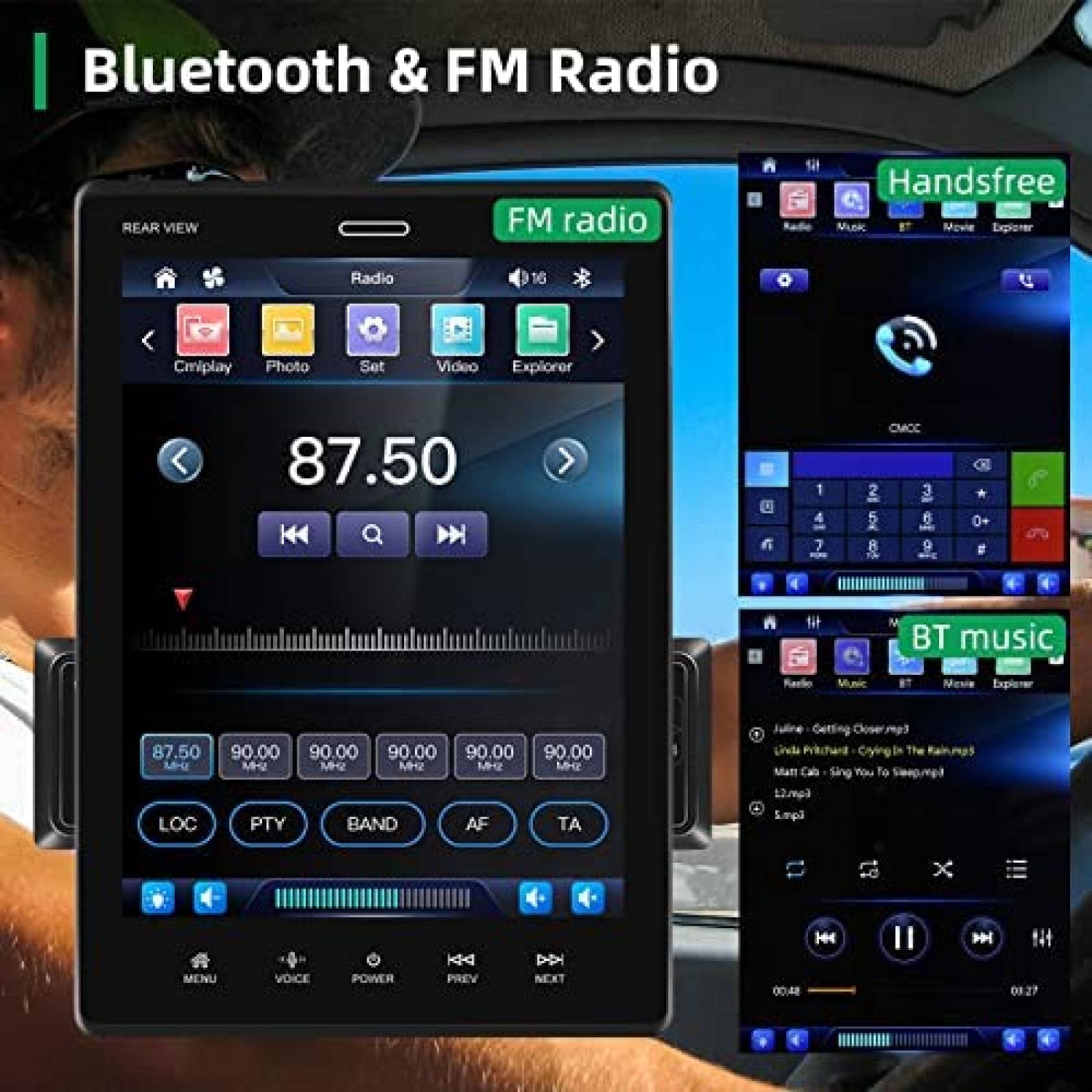 Rimoody - Estéreo para automóvil con Apple Carplay, pantalla táctil  desmontable de 9 pulgadas, radio de coche con Bluetooth Android Auto FM  Radio