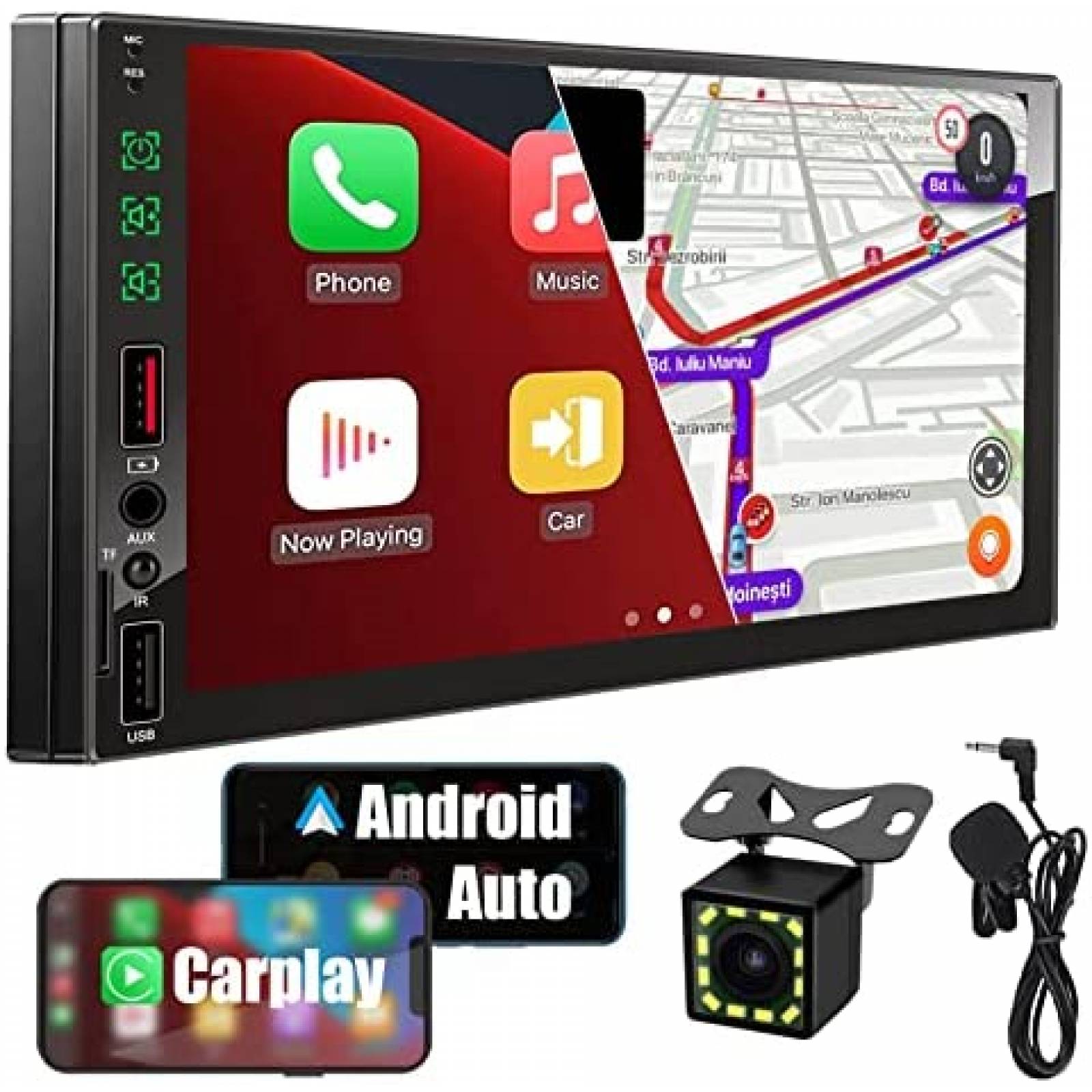Estereo De Coche SEMAITU Doble Din Bluetooth 7 Pulgadas