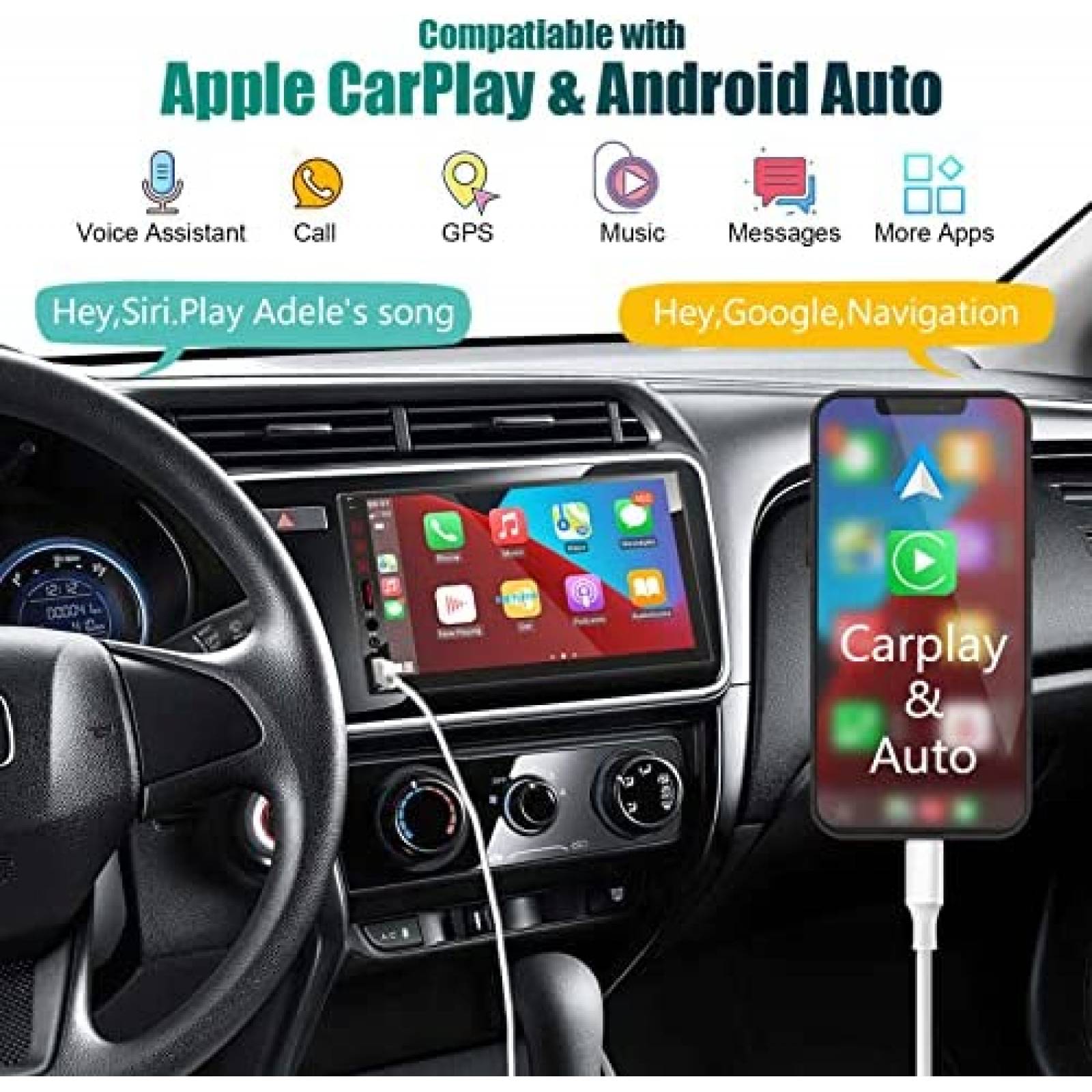 Estereo De Coche SEMAITU Doble Din Bluetooth 7 Pulgadas