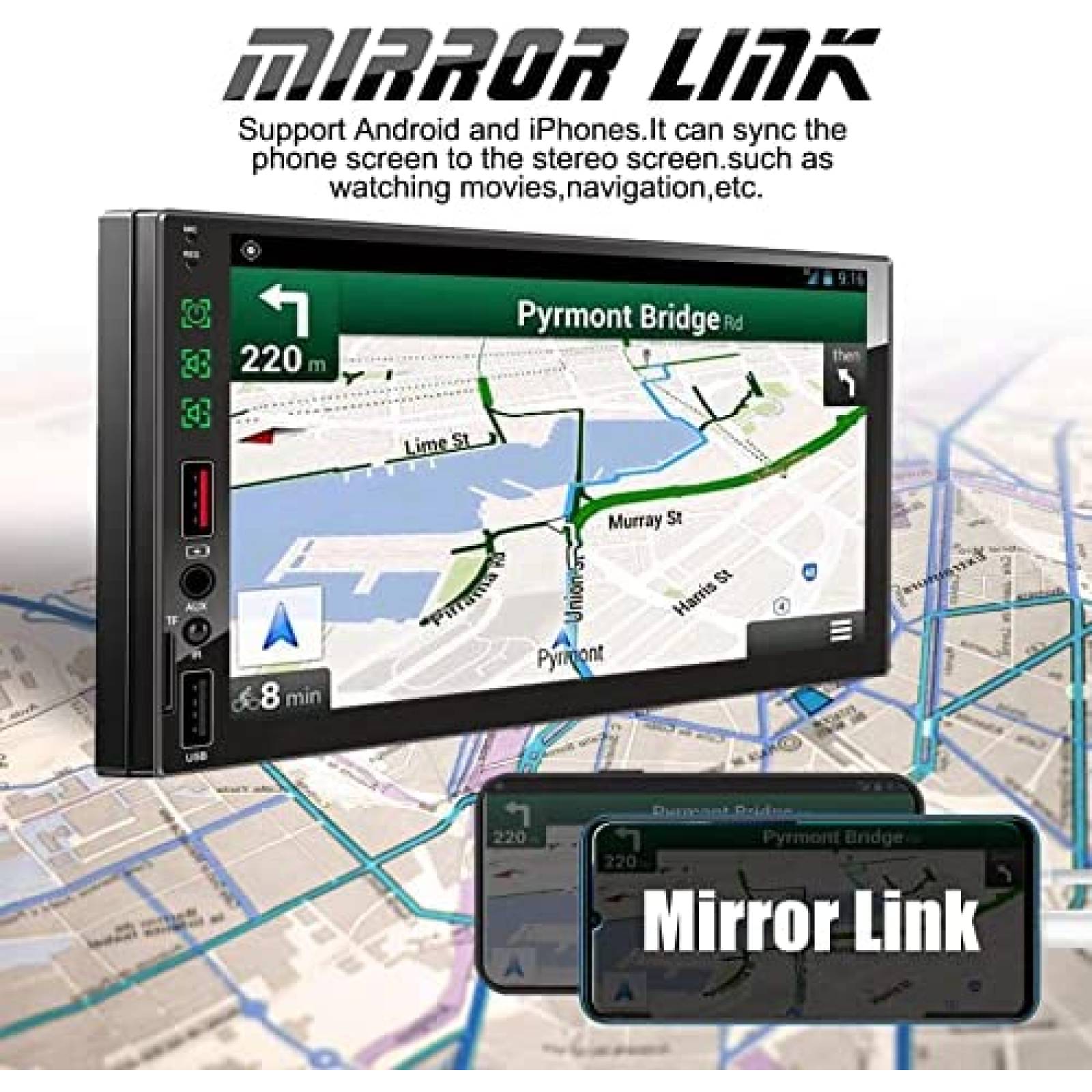 Estereo De Coche SEMAITU Doble Din Bluetooth 7 Pulgadas