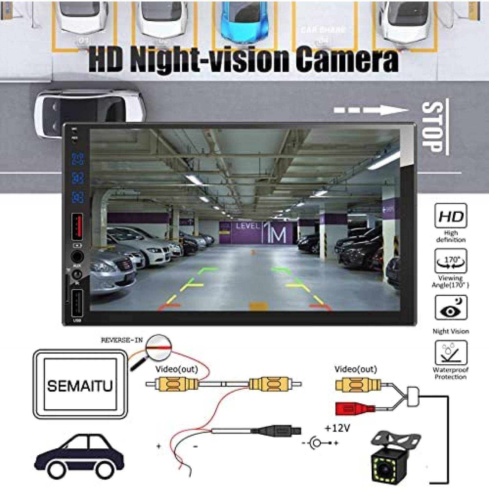 Estereo De Coche SEMAITU Doble Din Bluetooth 7 Pulgadas