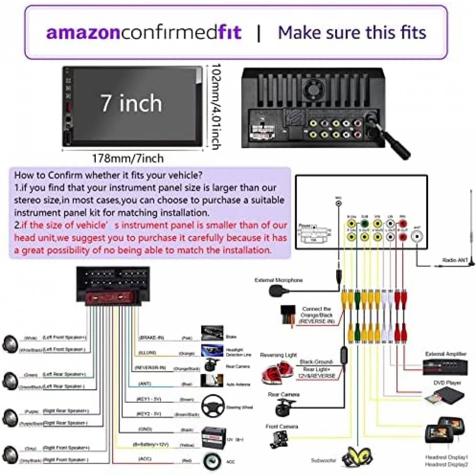 Estereo De Coche SEMAITU Doble Din Bluetooth 7 Pulgadas