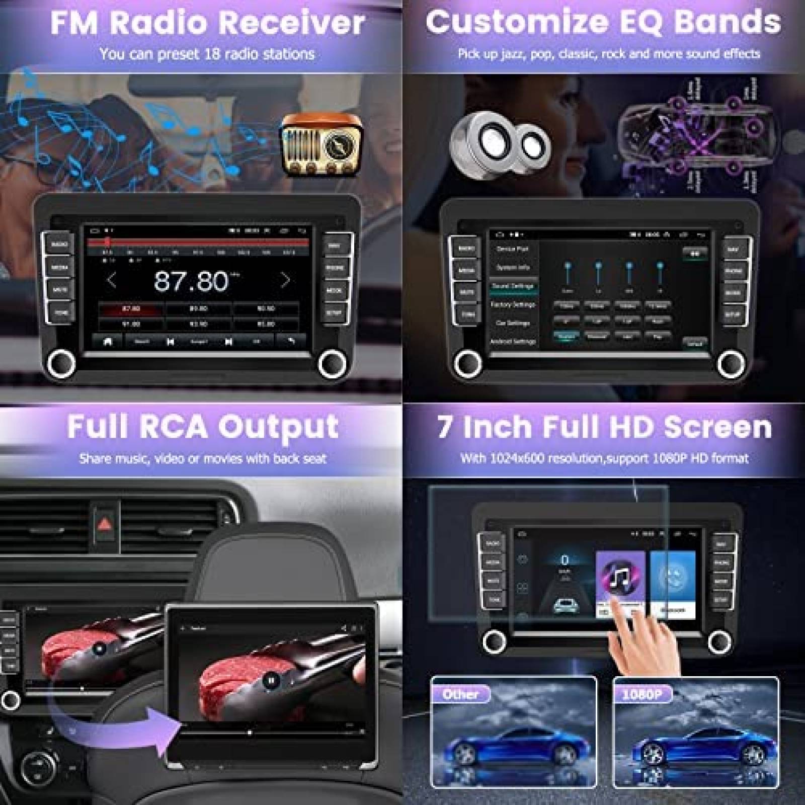 Estereo Auto Hikity 7 pulgadas Android Touch BT GPS para VW