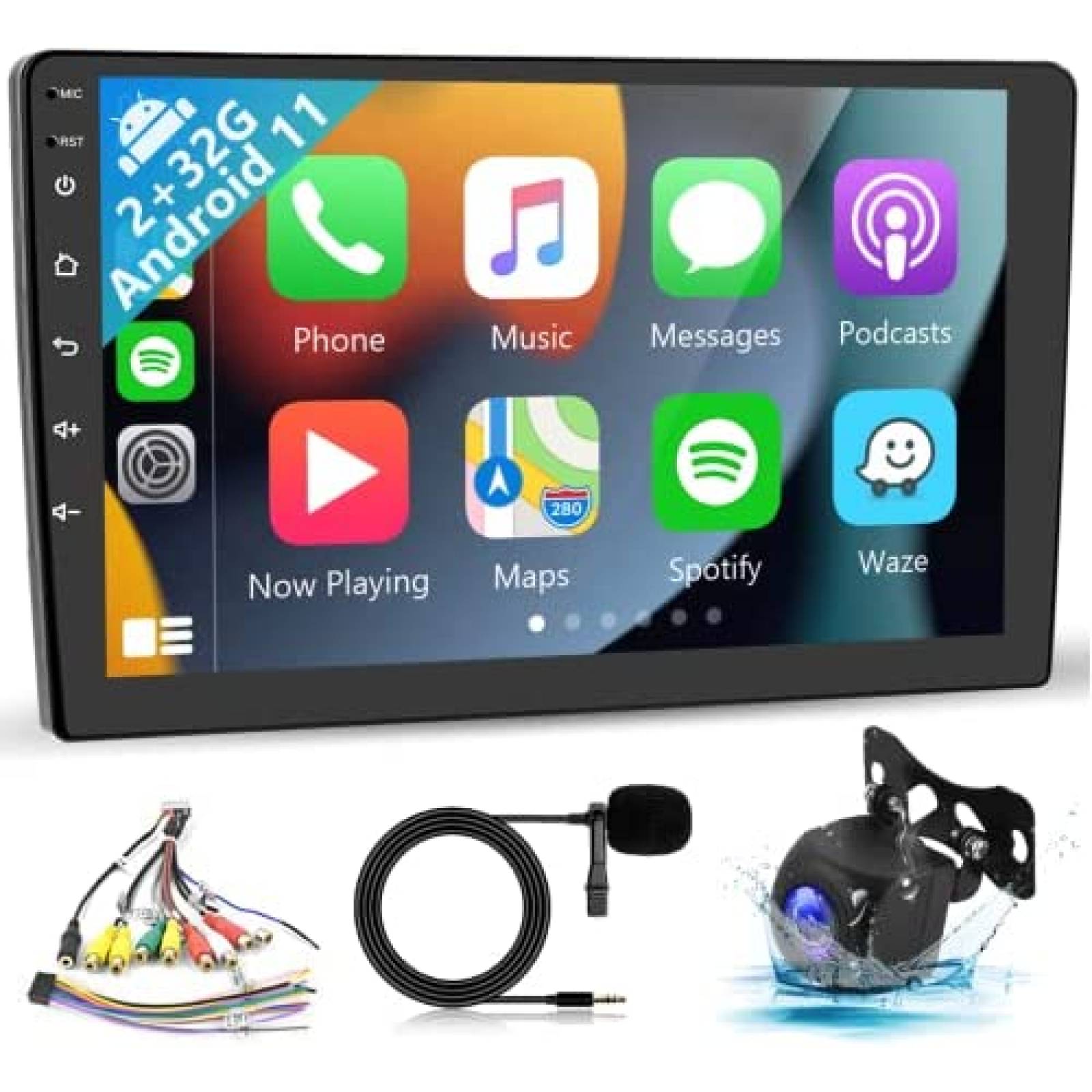 Estereo Auto Podofo 10.1" 2G+32G Android 11 Tactil -Negro