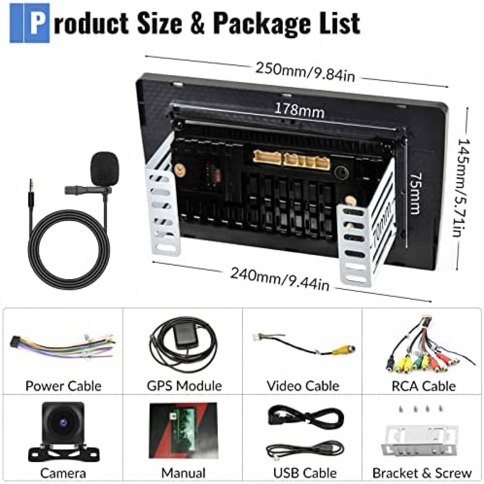 Estereo Auto Podofo 10.1" 2G+32G Android 11 Tactil -Negro