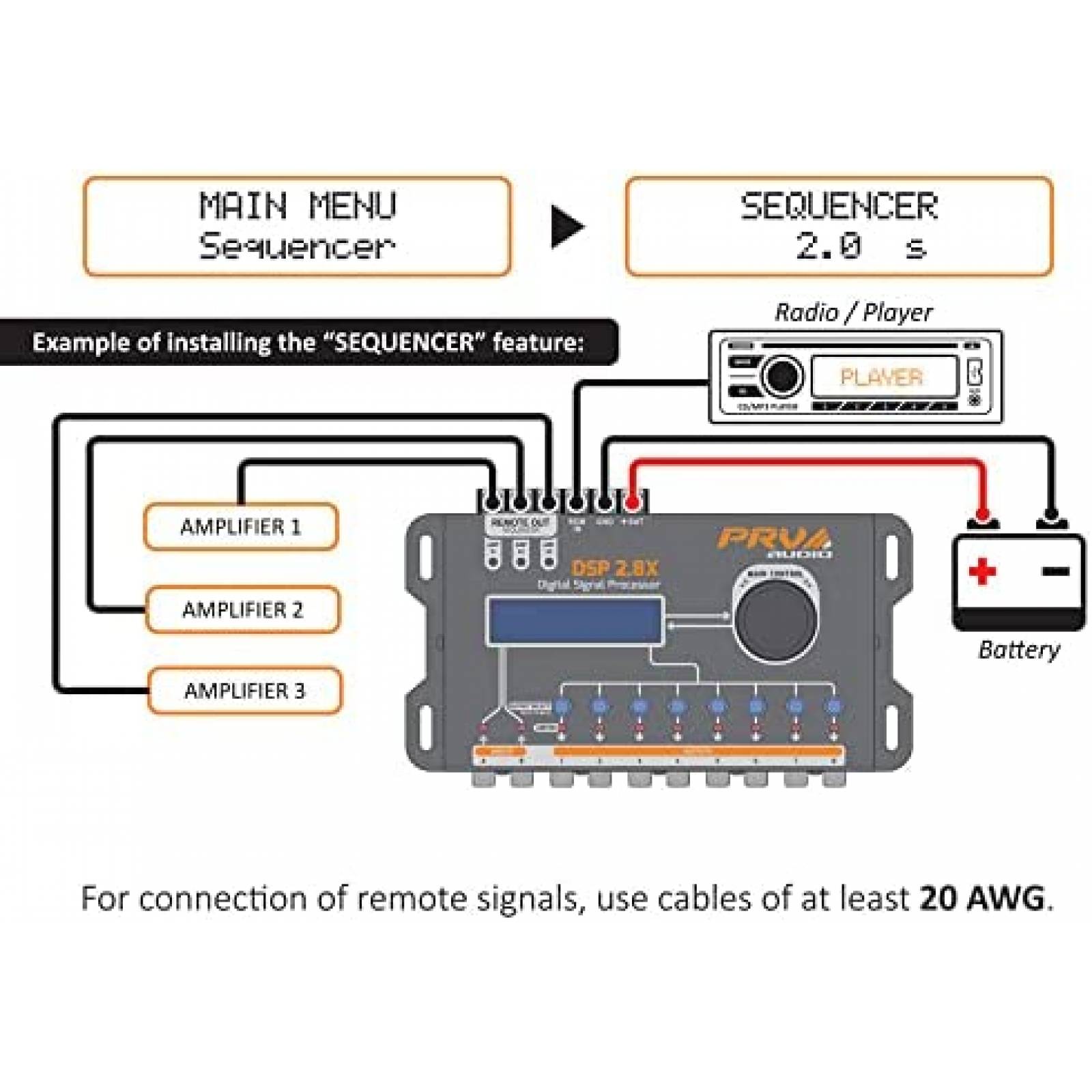Procesador de Señal Digital para Carro PRV AUDIO DSP 2.8X