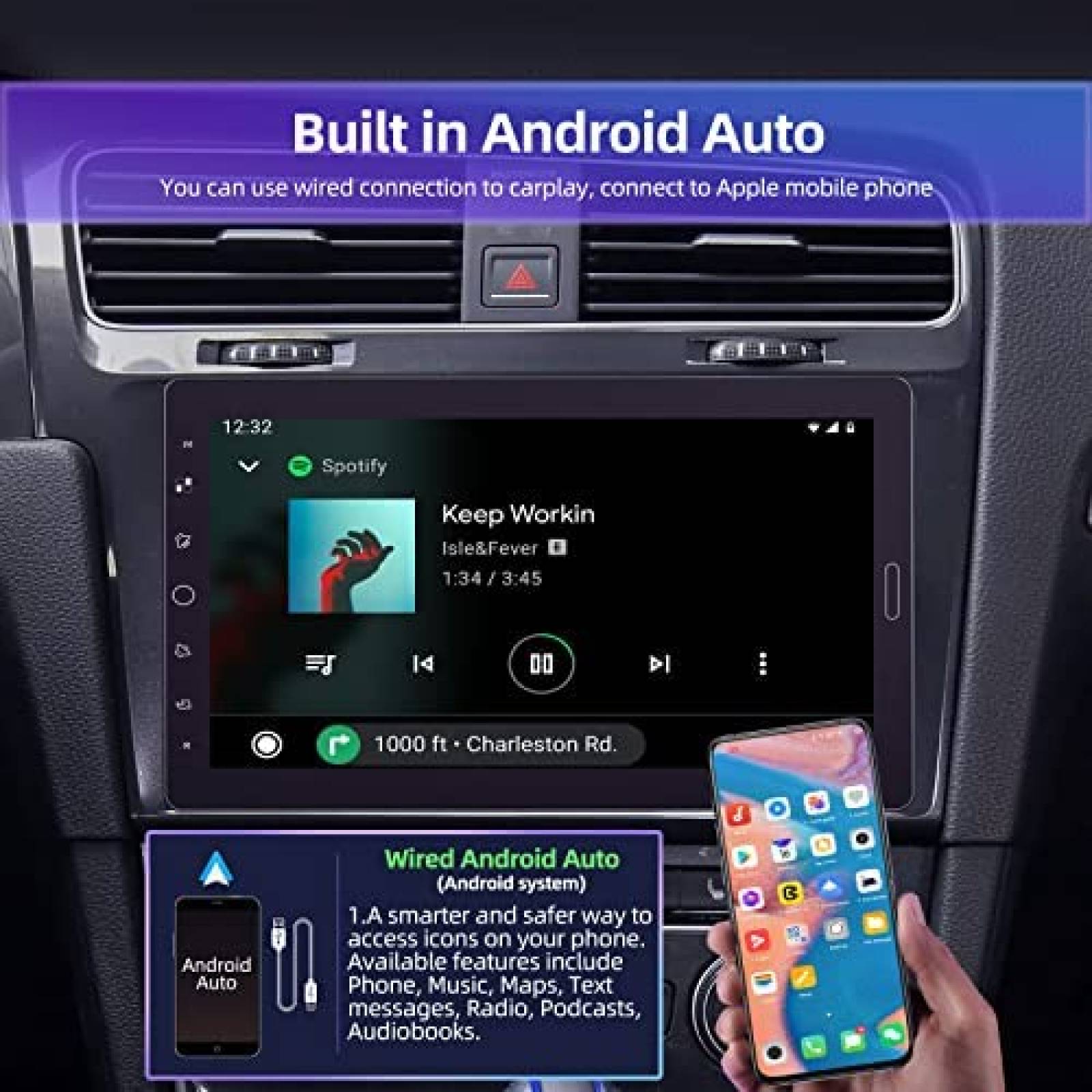 Nhopeew Estéreo de coche de doble DIN con Bluetooth y cámara de respaldo de  7 pulgadas con pantalla táctil de radio de coche compatible con tarjeta