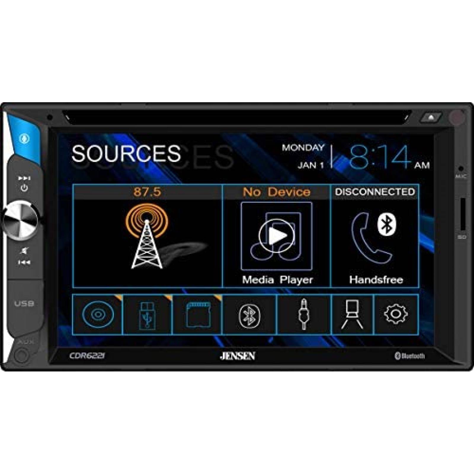 Estereo para Auto Jensen 6.2'' Tactil Bluetooth Con CD/DVD