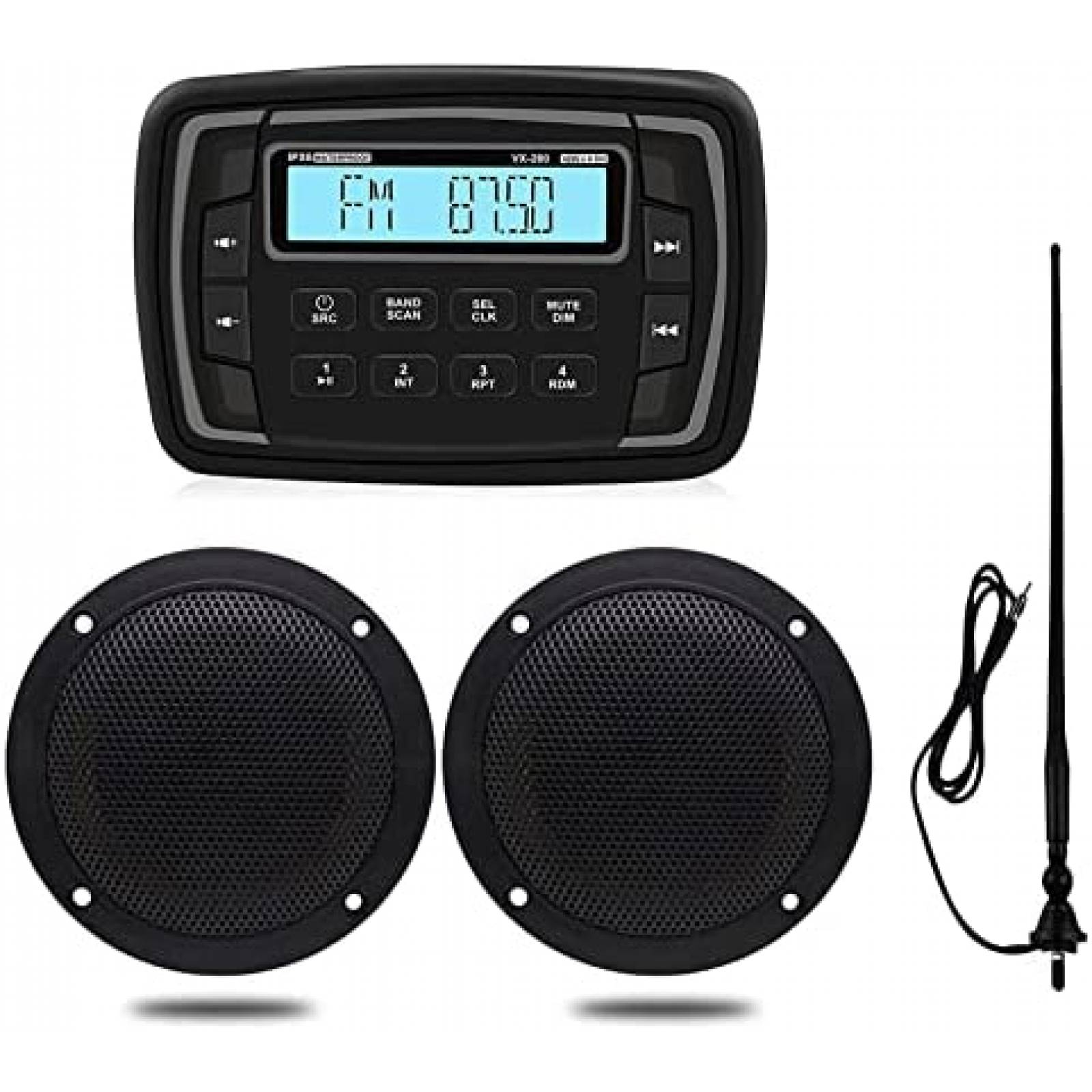 Estereo De Coche HERDIO A Prueba De Agua AM/FM -Negro