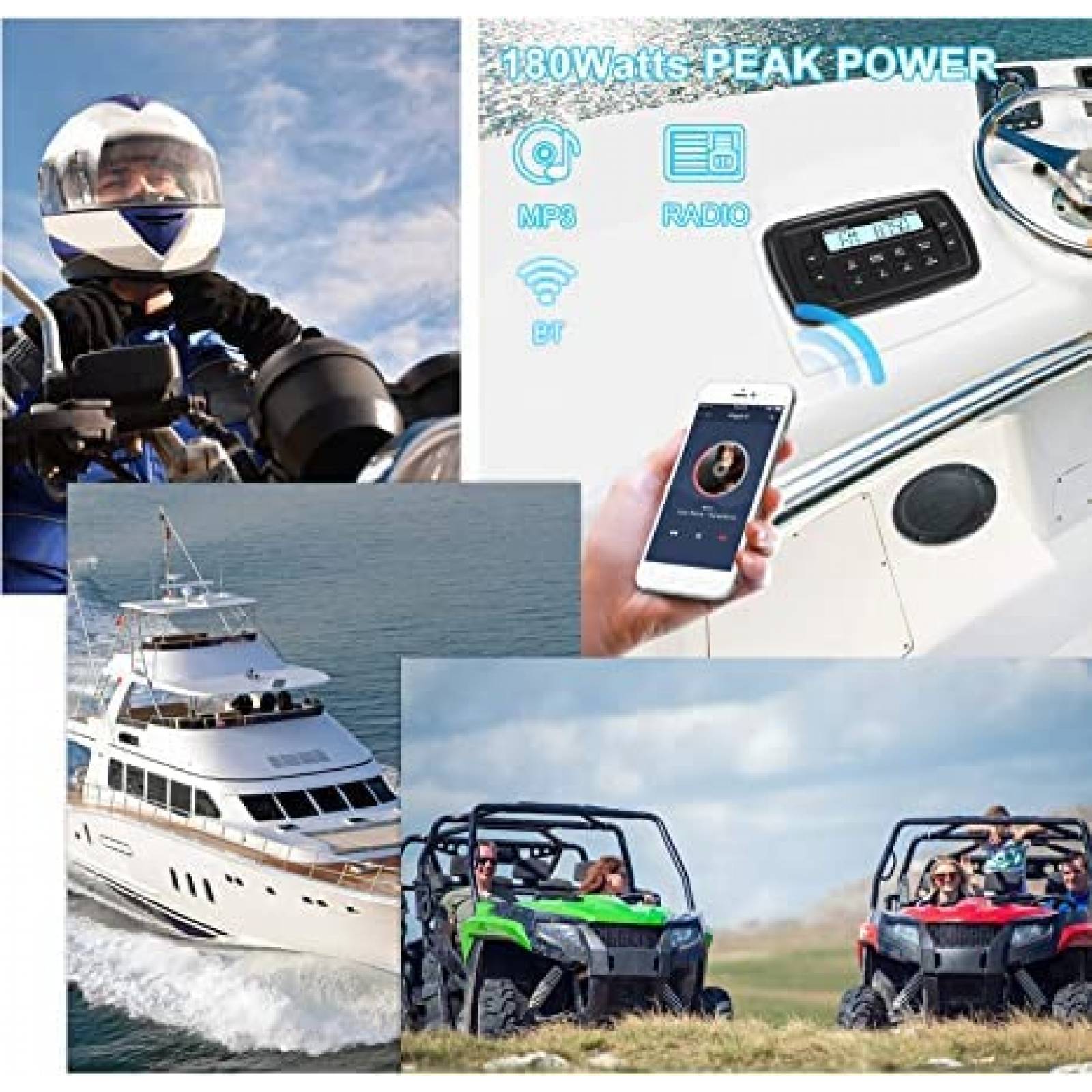 Estereo De Coche HERDIO A Prueba De Agua AM/FM -Negro