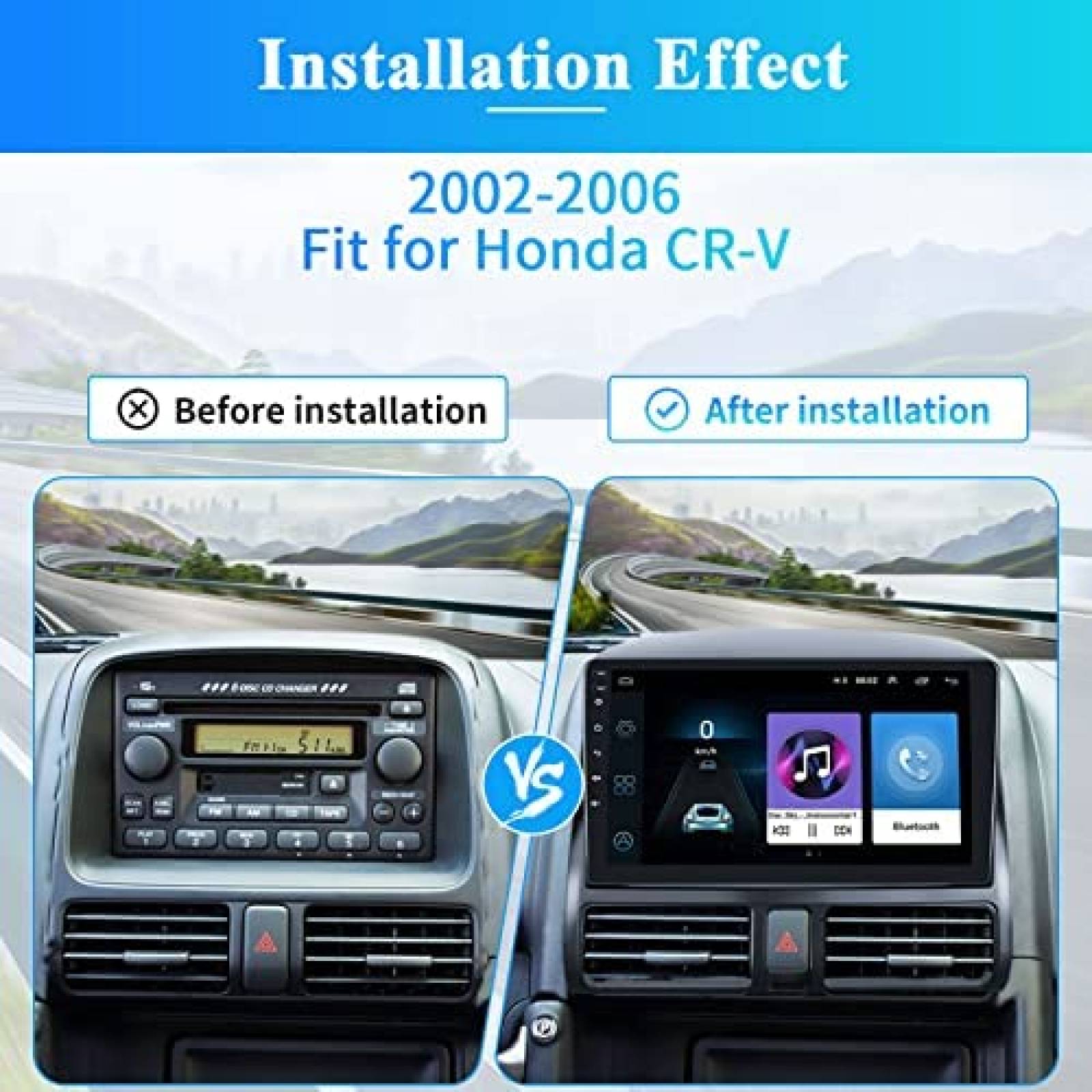 Estereo Auto Roinvou 9'' Android CRV 2002 - 2006 + Cam -N