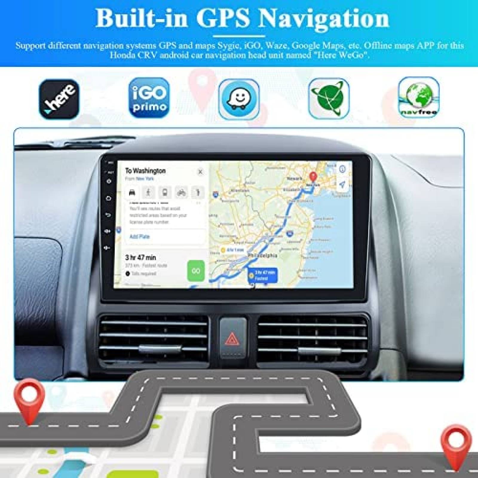 Estereo Auto Roinvou 9'' Android CRV 2002 - 2006 + Cam -N