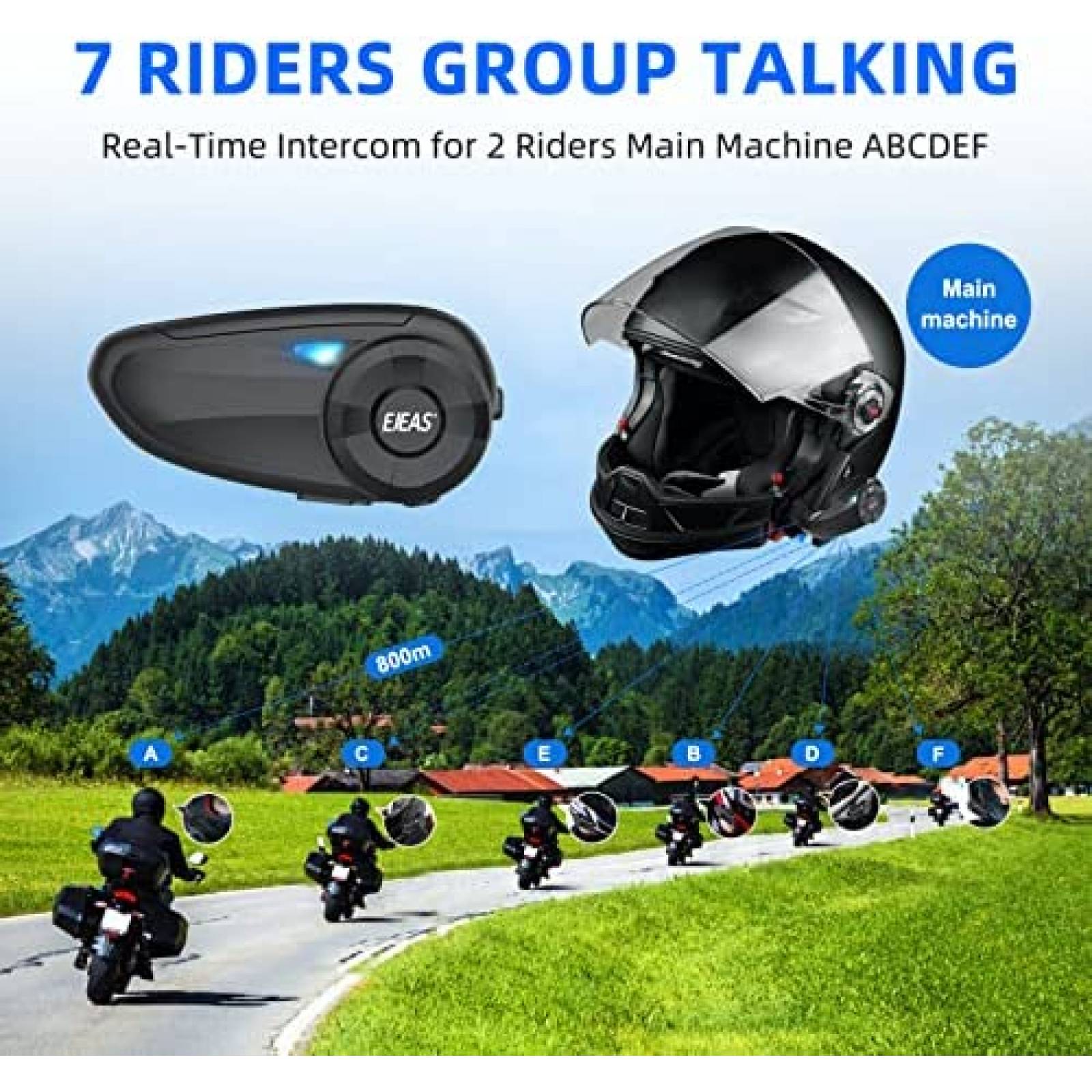 Intercomunicador De Casco EJEAS Q7 Bluetooth 2 Piezas -Negro