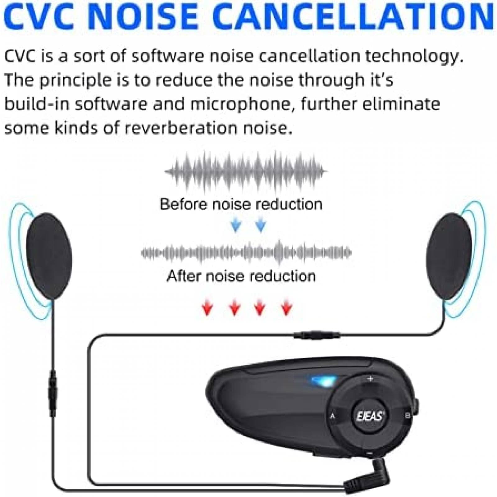 Intercomunicador De Casco EJEAS Q7 Bluetooth 2 Piezas -Negro