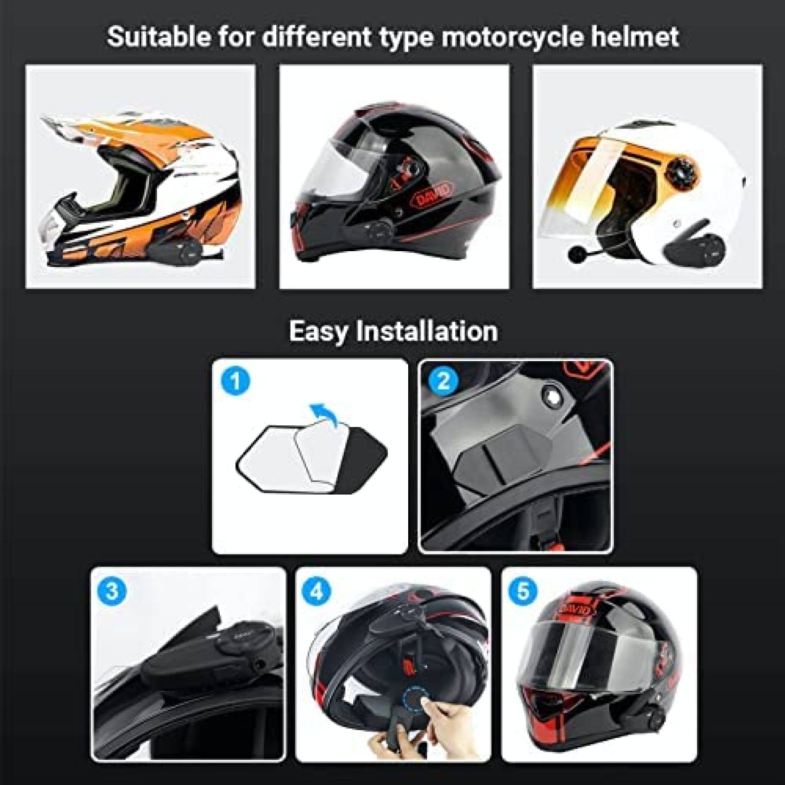 Intercomunicador De Casco EJEAS Q7 Bluetooth 2 Piezas -Negro