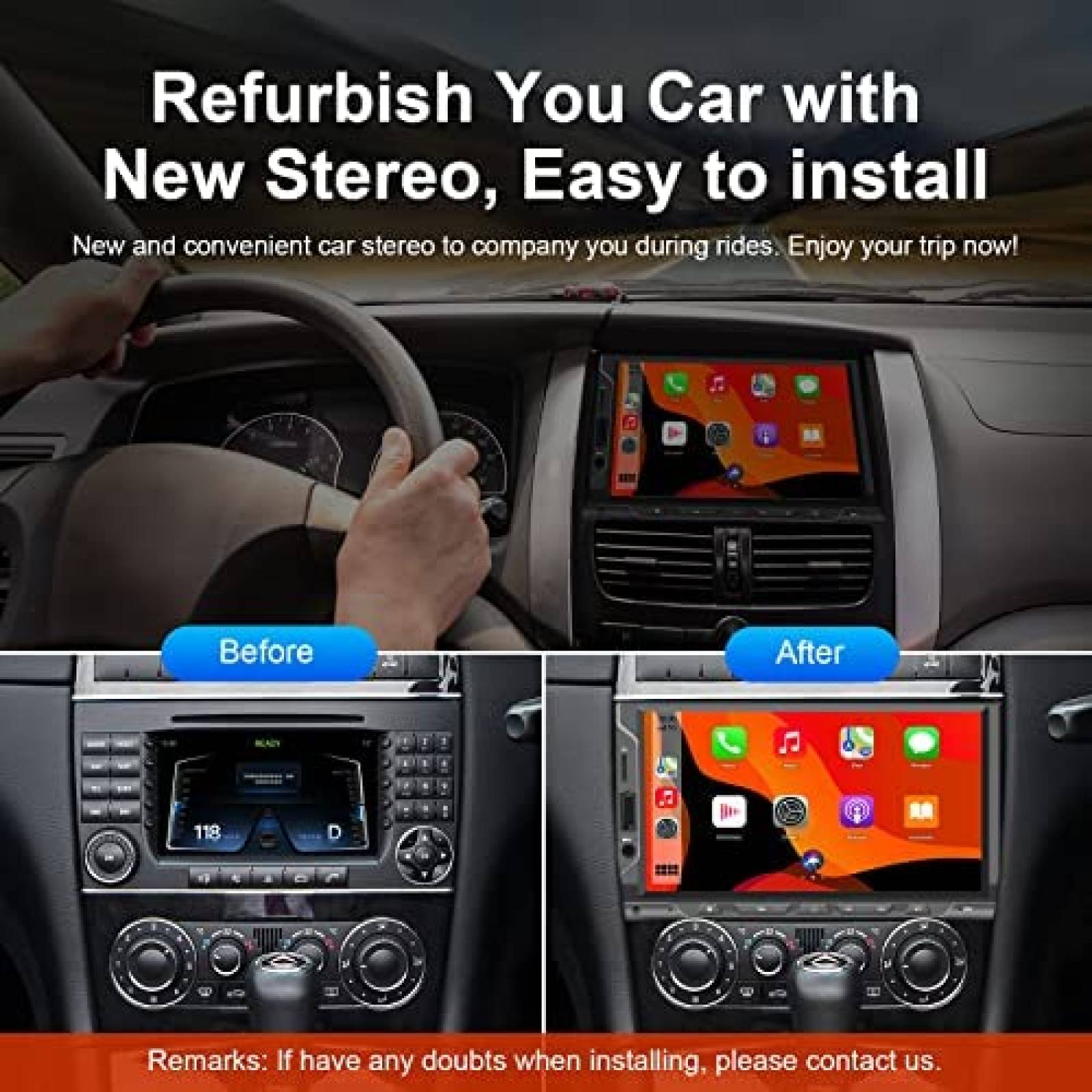 Estereo De Coche Nunoo Doble Din Bluetooth 7 Pulgadas Negro
