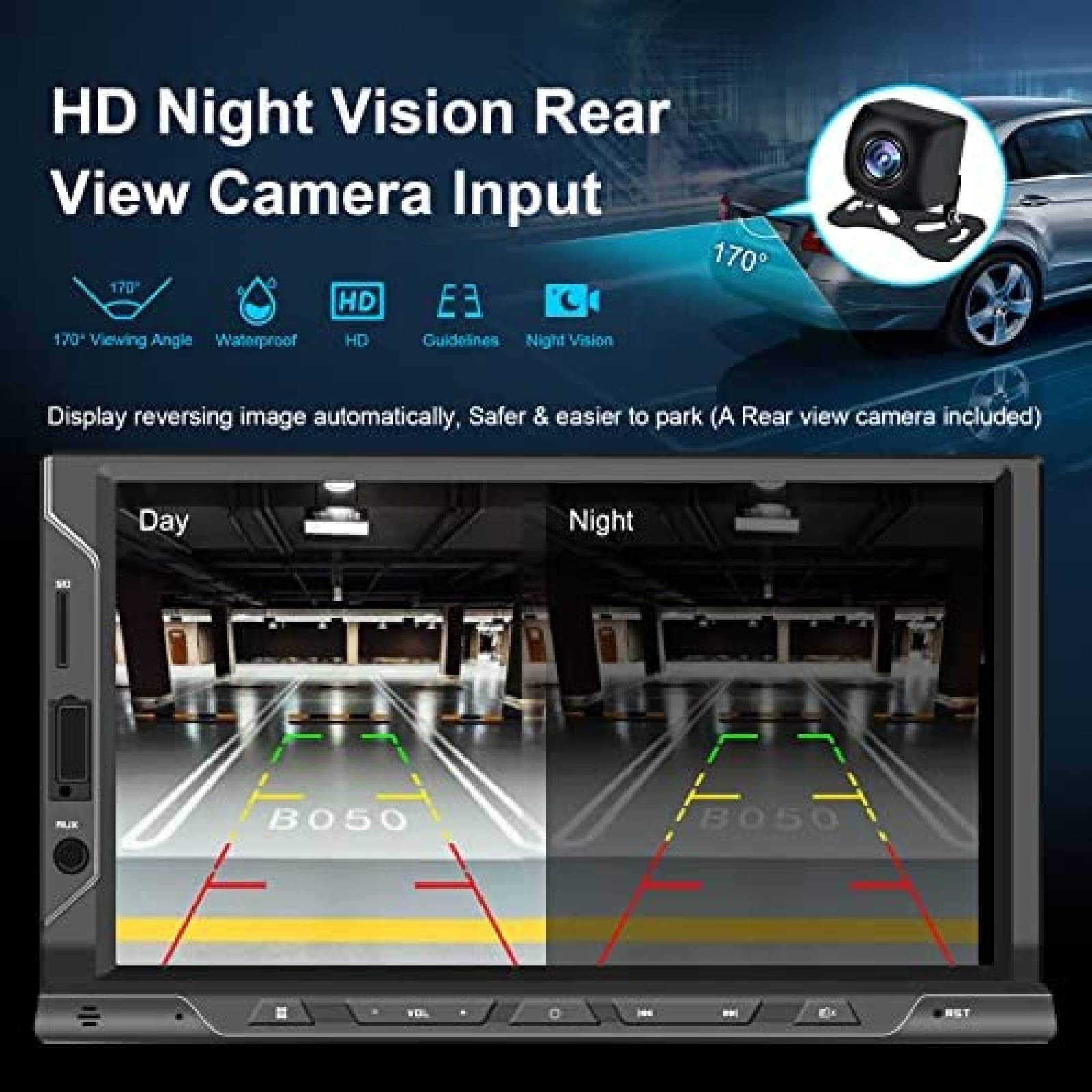 Estereo De Coche Nunoo Doble Din Bluetooth 7 Pulgadas Negro