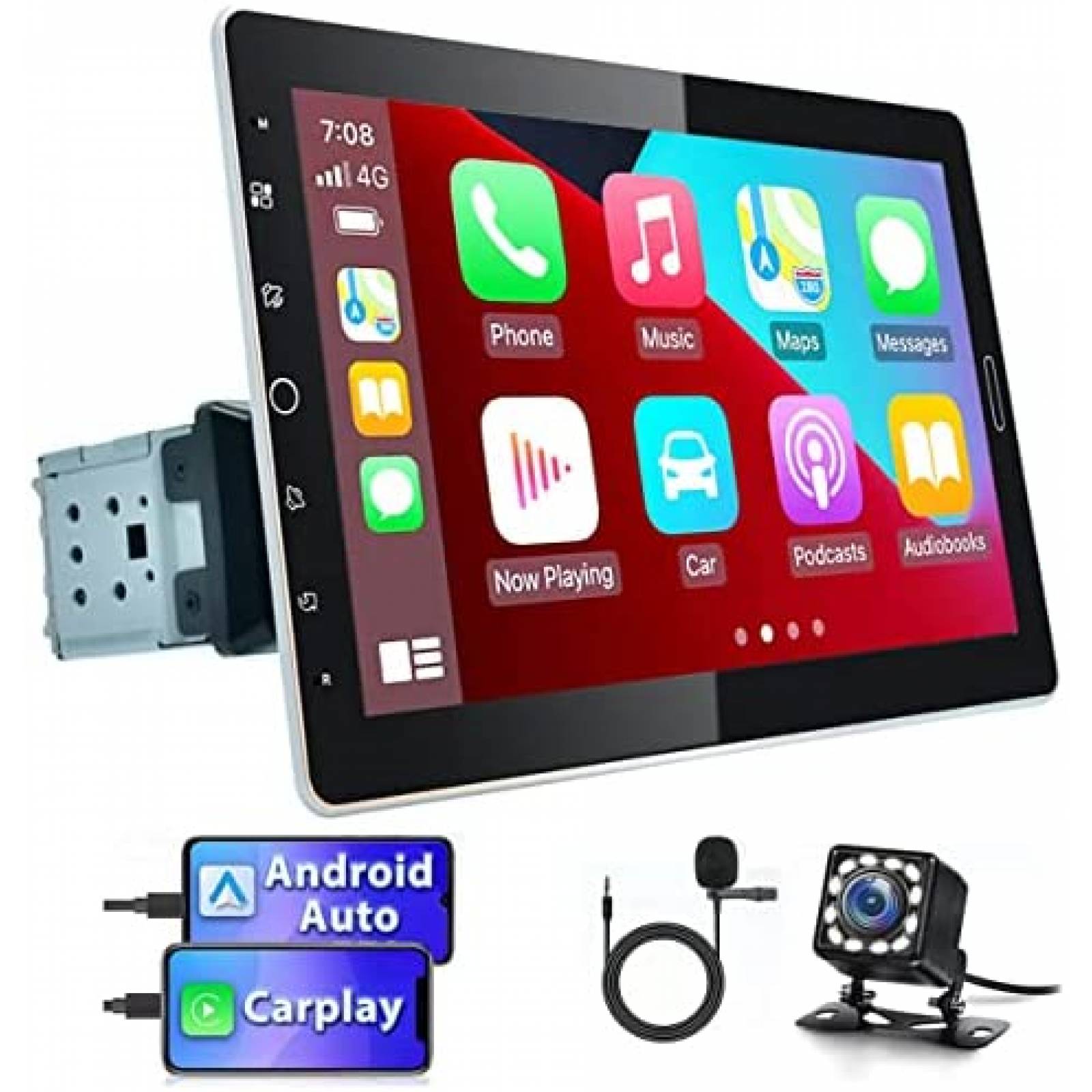 Estereo Auto Hikity 10.1" Touch 1 Din Bluetooth Mic Camara