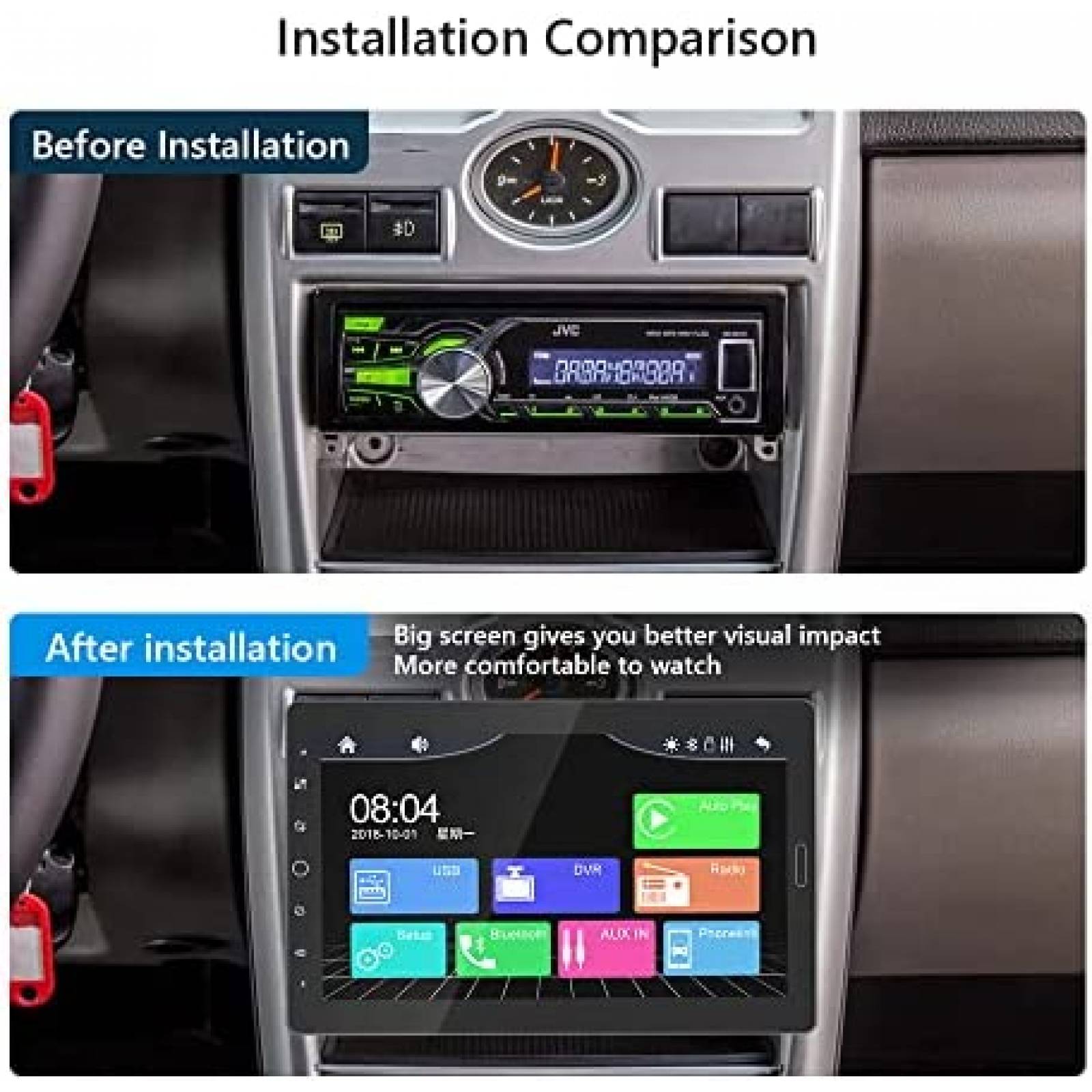 Estereo Auto Hikity 10.1" Touch 1 Din Bluetooth Mic Camara