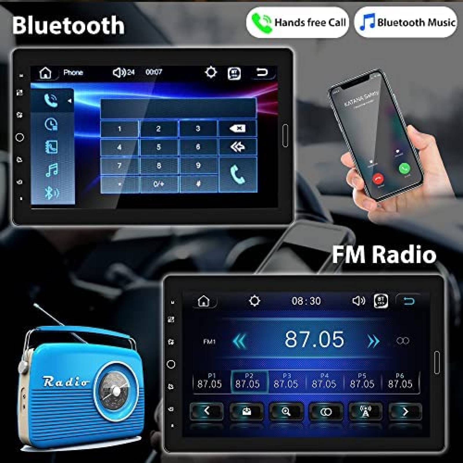 Estereo Auto Hikity 10.1" Touch 1 Din Bluetooth Mic Camara
