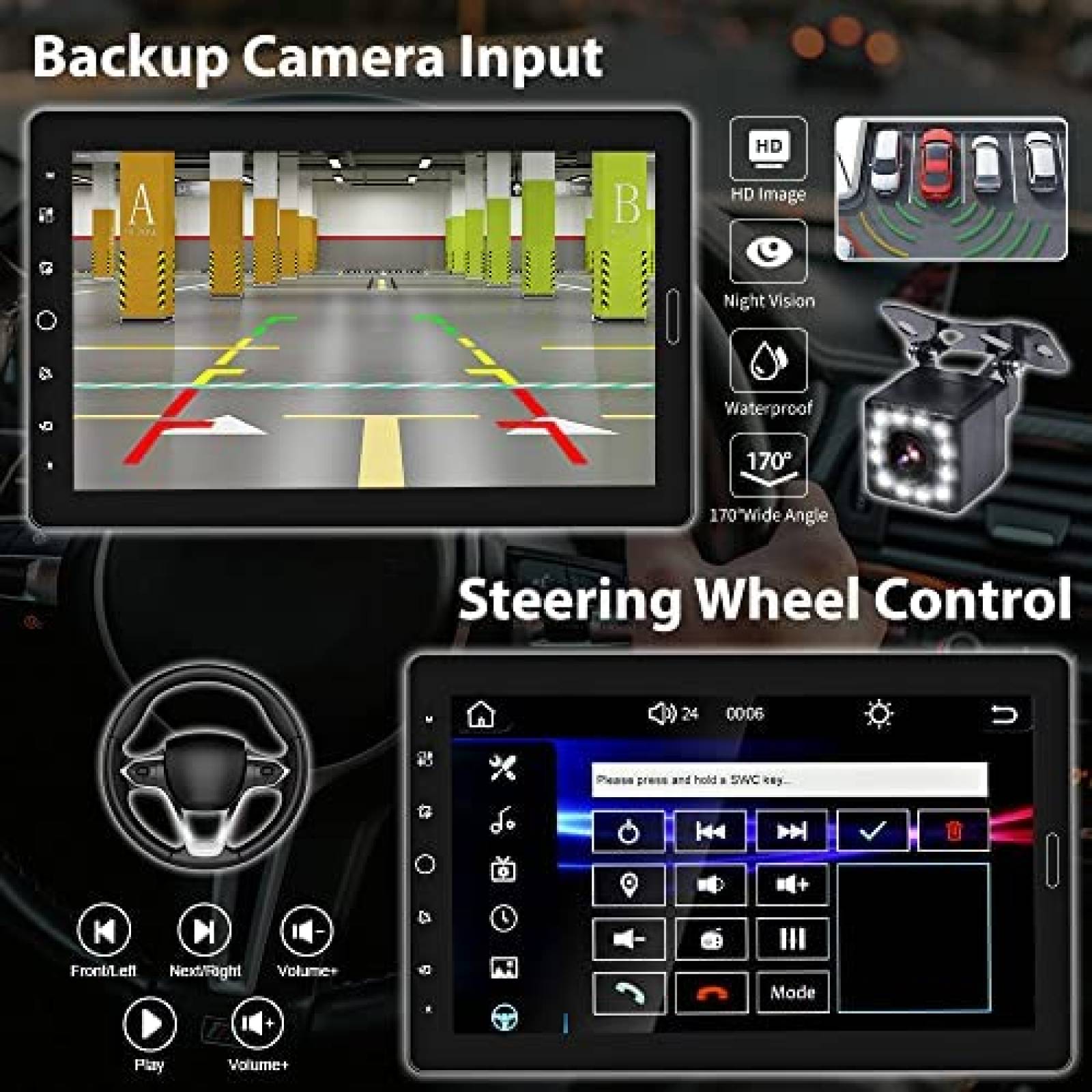 Estereo Auto Hikity 10.1" Touch 1 Din Bluetooth Mic Camara