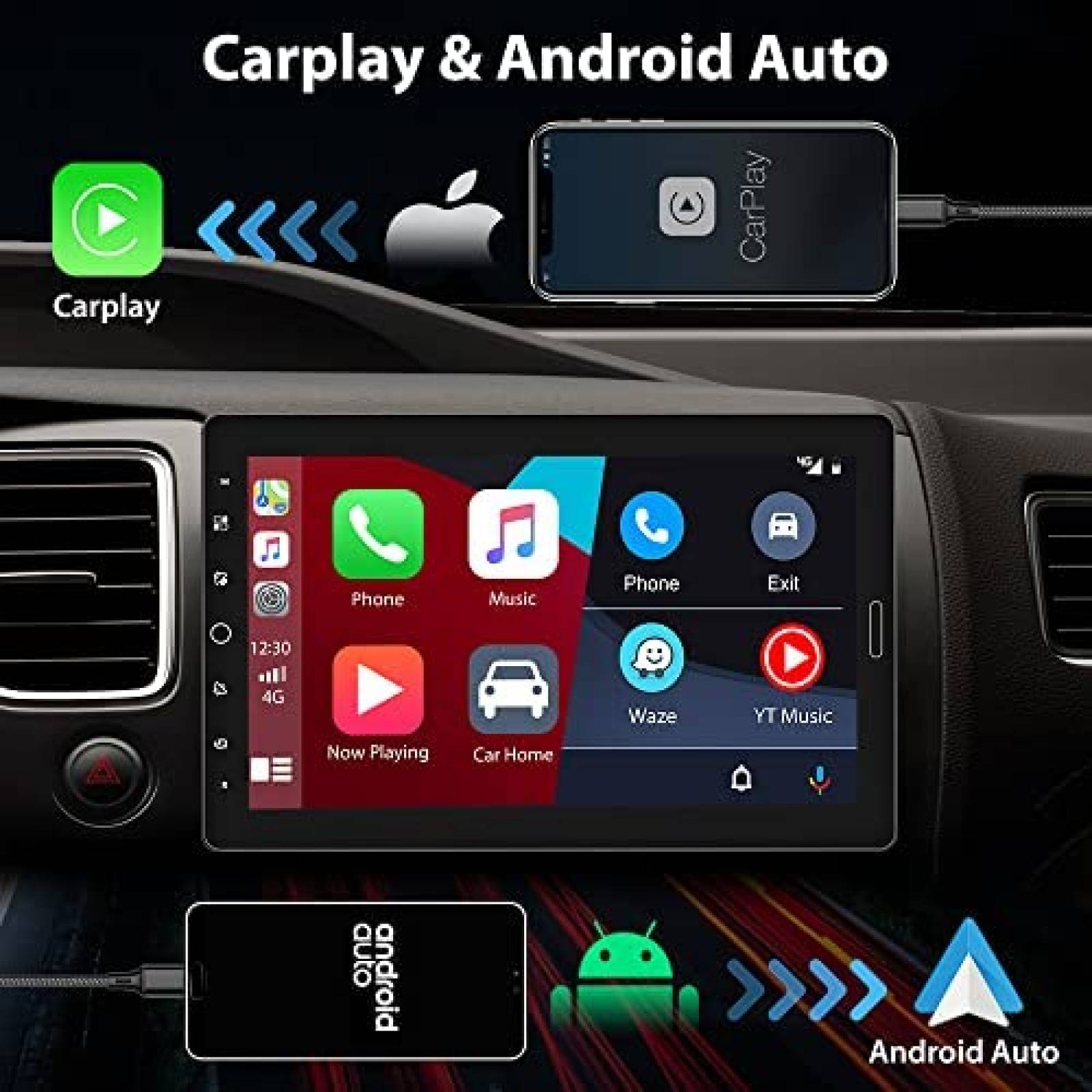 Estereo Auto Hikity 10.1" Touch 1 Din Bluetooth Mic Camara