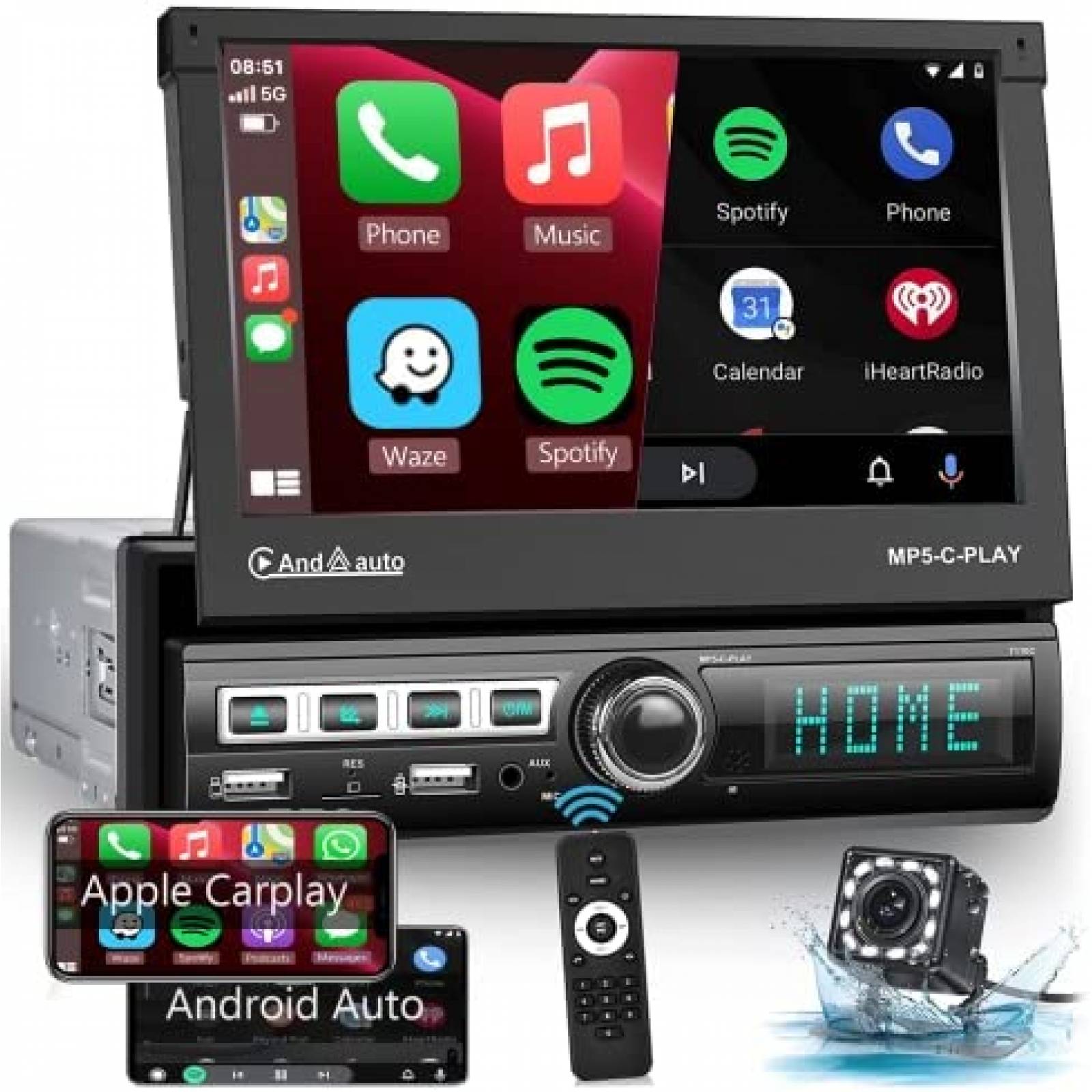 Estereo para Auto Podofo 7'' con Camara + Microfono -Negro