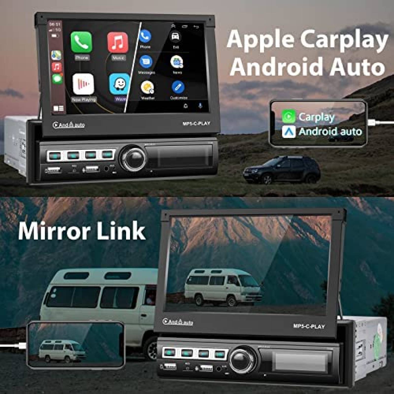 Estereo para Auto Podofo 7'' con Camara + Microfono -Negro