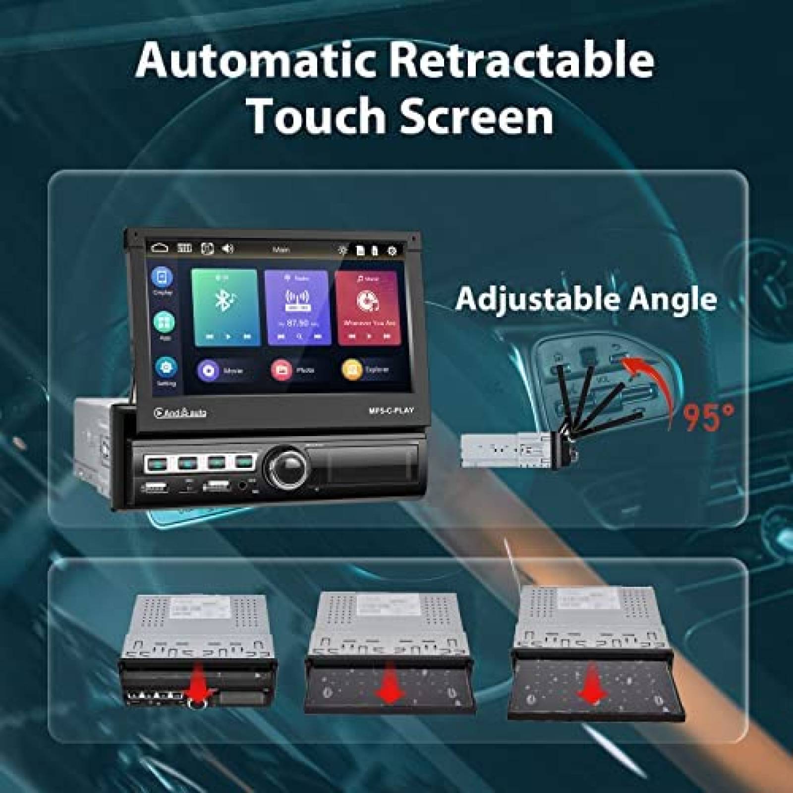 Estereo para Auto Podofo 7'' con Camara + Microfono -Negro