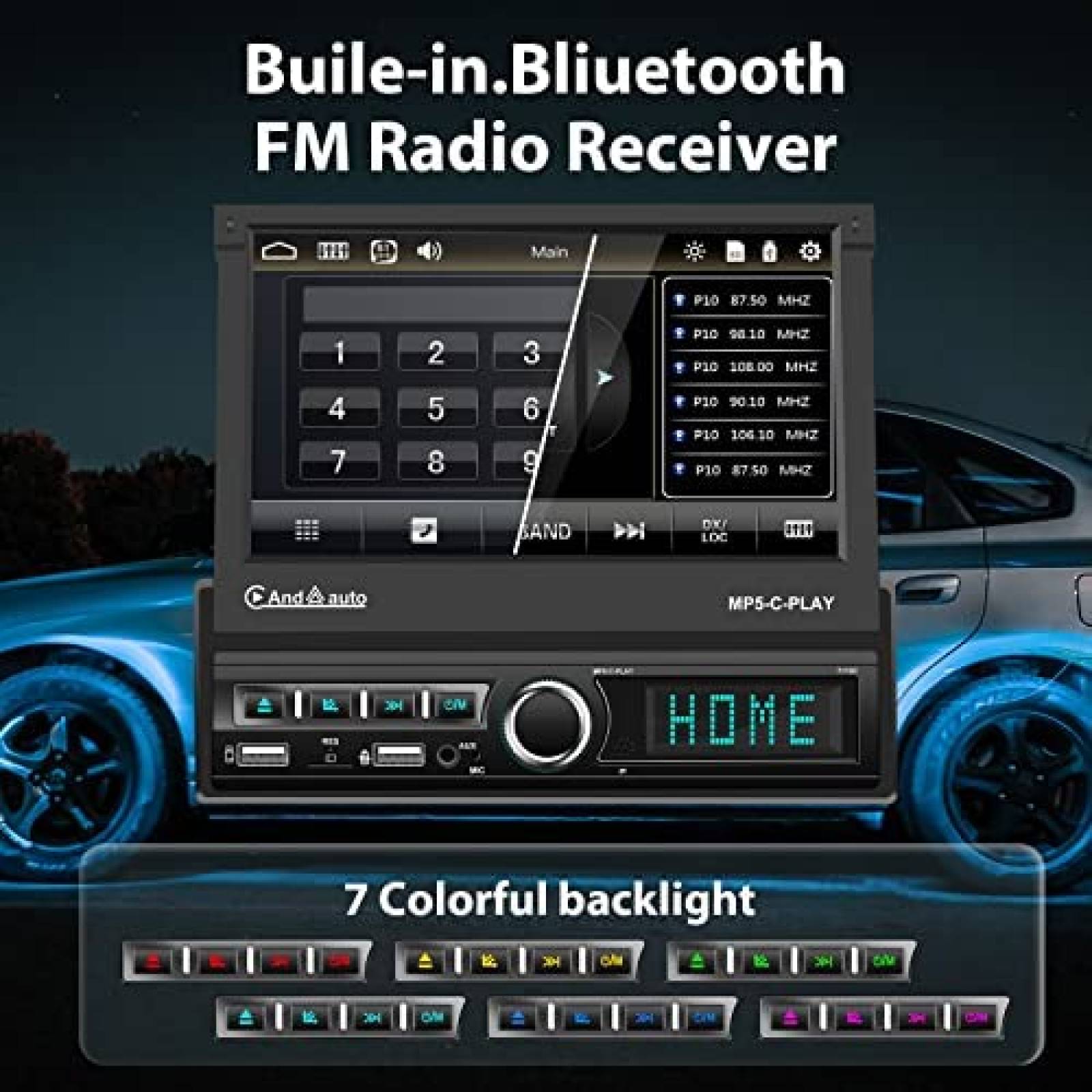 Estereo para Auto Podofo 7'' con Camara + Microfono -Negro